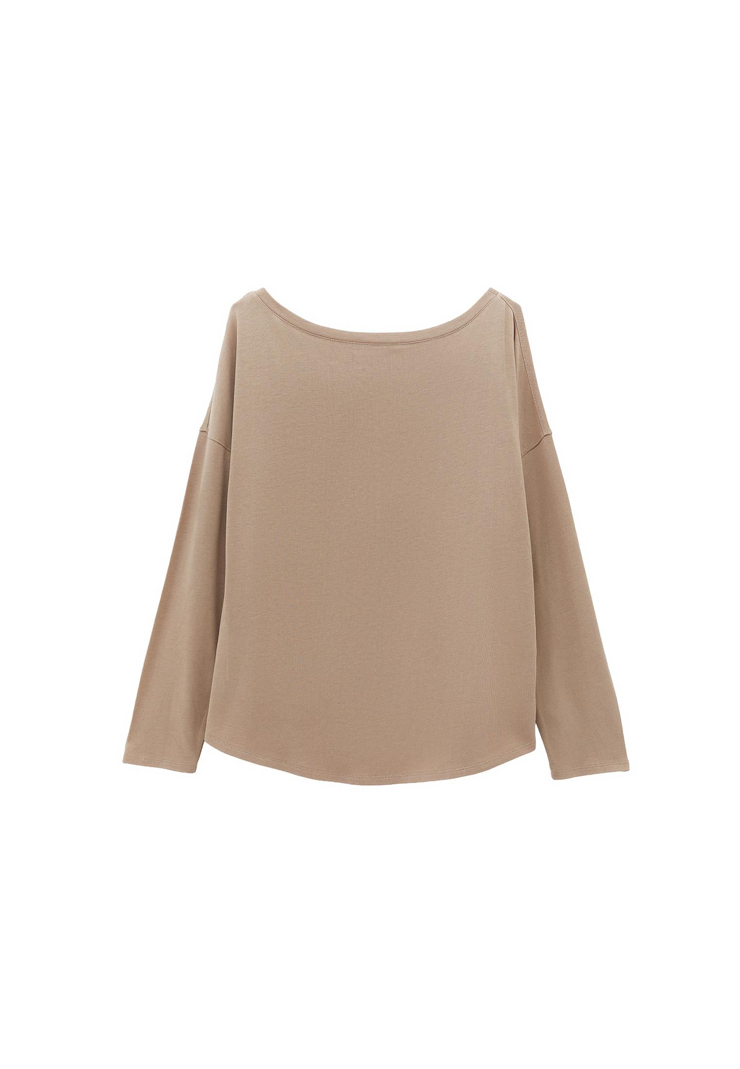 Boat Neck Loose Knit Look Sweater - SAVANNAH TAN