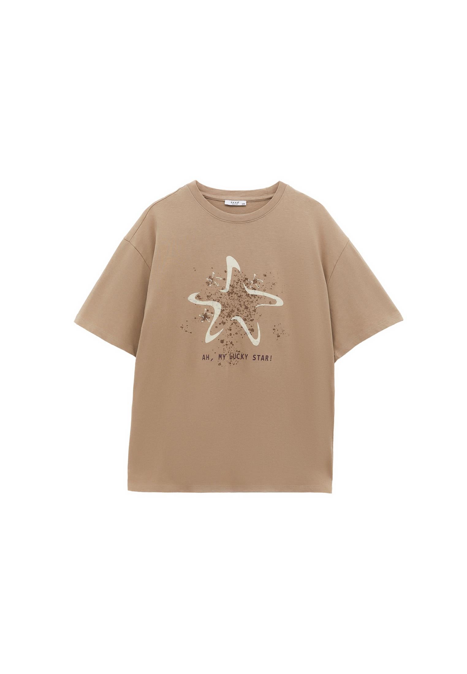 Oversize Printed T-Shirt - SAVANNAH TAN