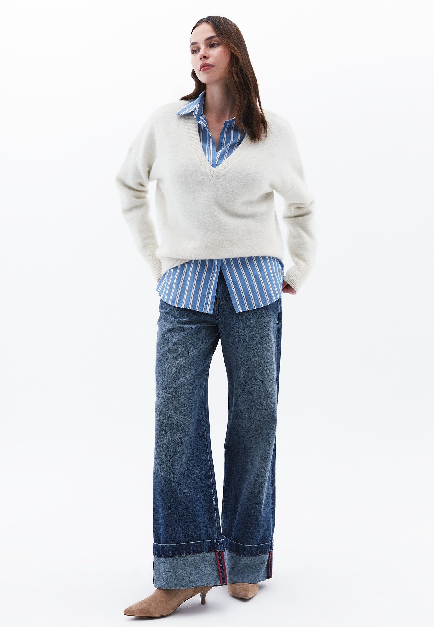 Oversize Striped Buttoned Shirt With Standard Length - SEA OF BELIZE COMB STRIPE