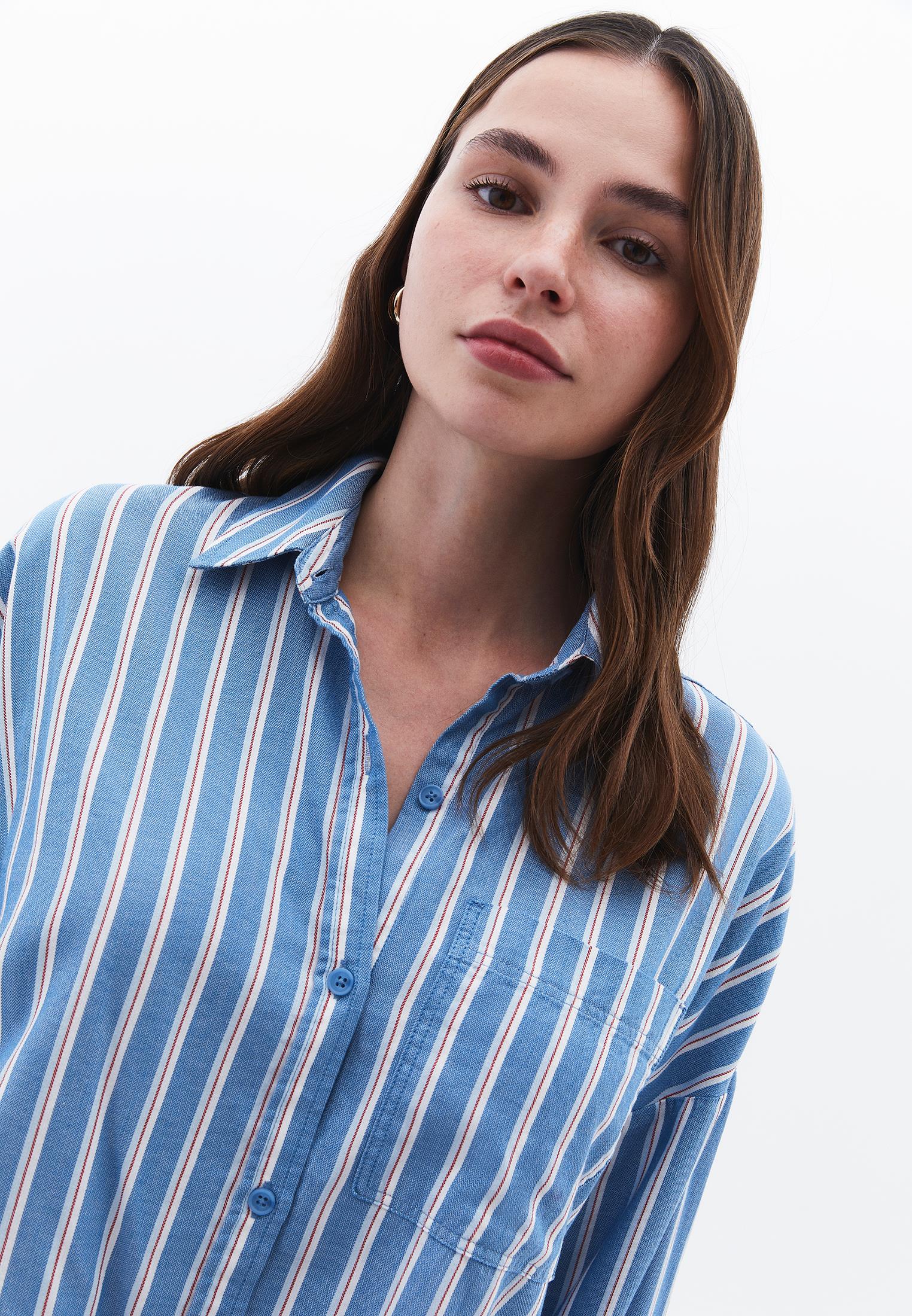 Oversize Striped Buttoned Shirt With Standard Length - SEA OF BELIZE COMB STRIPE
