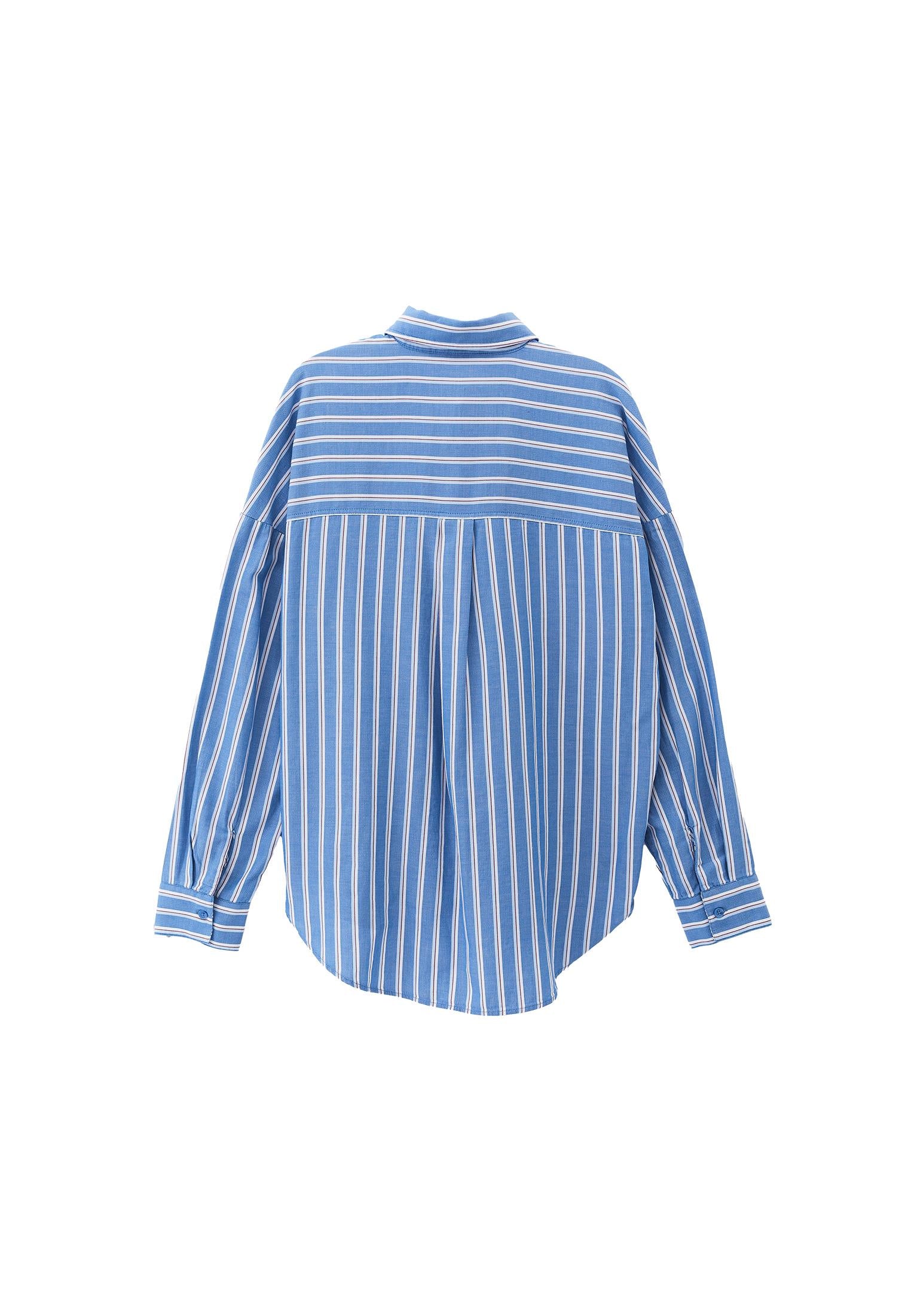 Oversize Striped Buttoned Shirt With Standard Length - SEA OF BELIZE COMB STRIPE