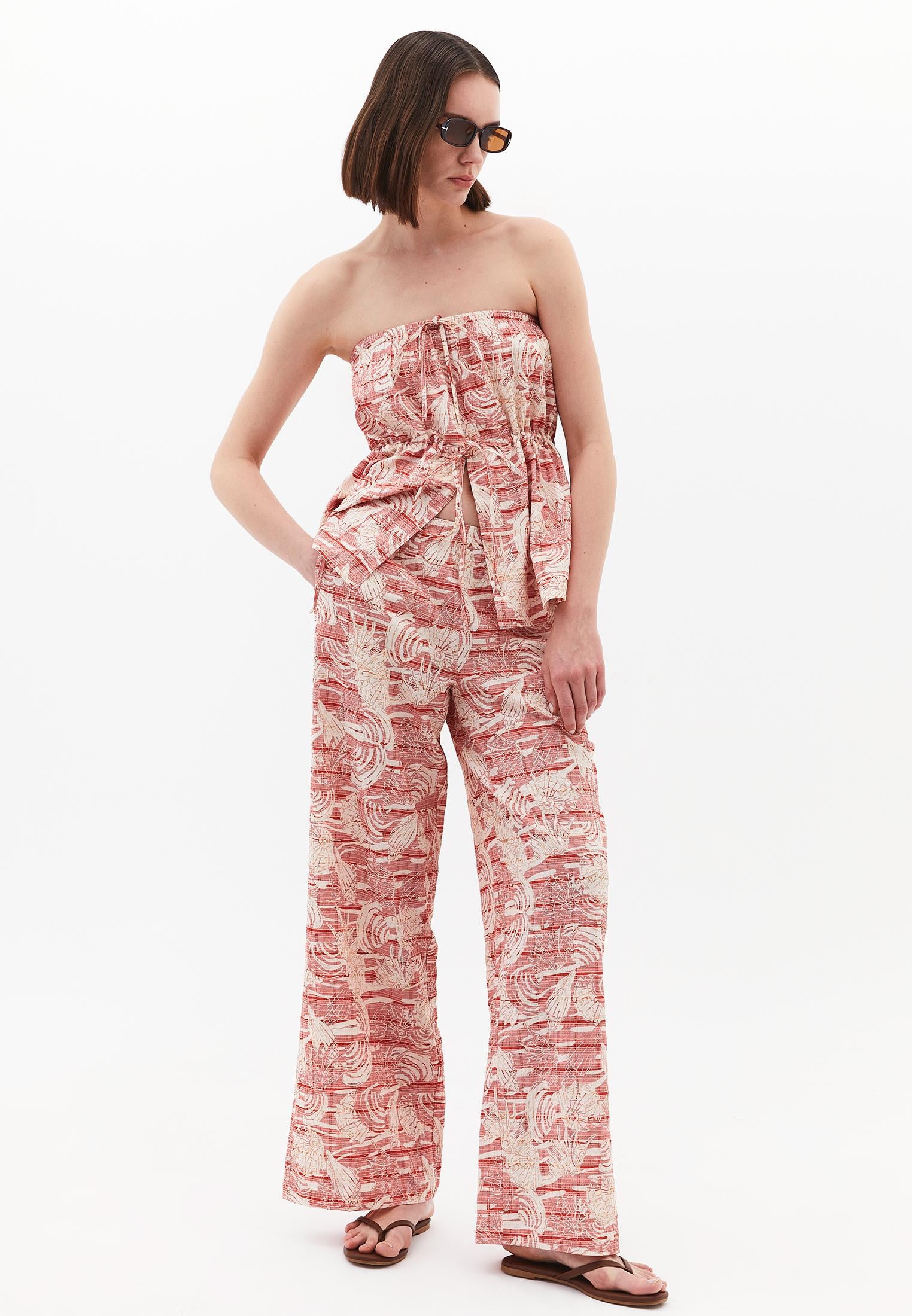 Comfortable Viscose Linen Pants - SHELL COMB