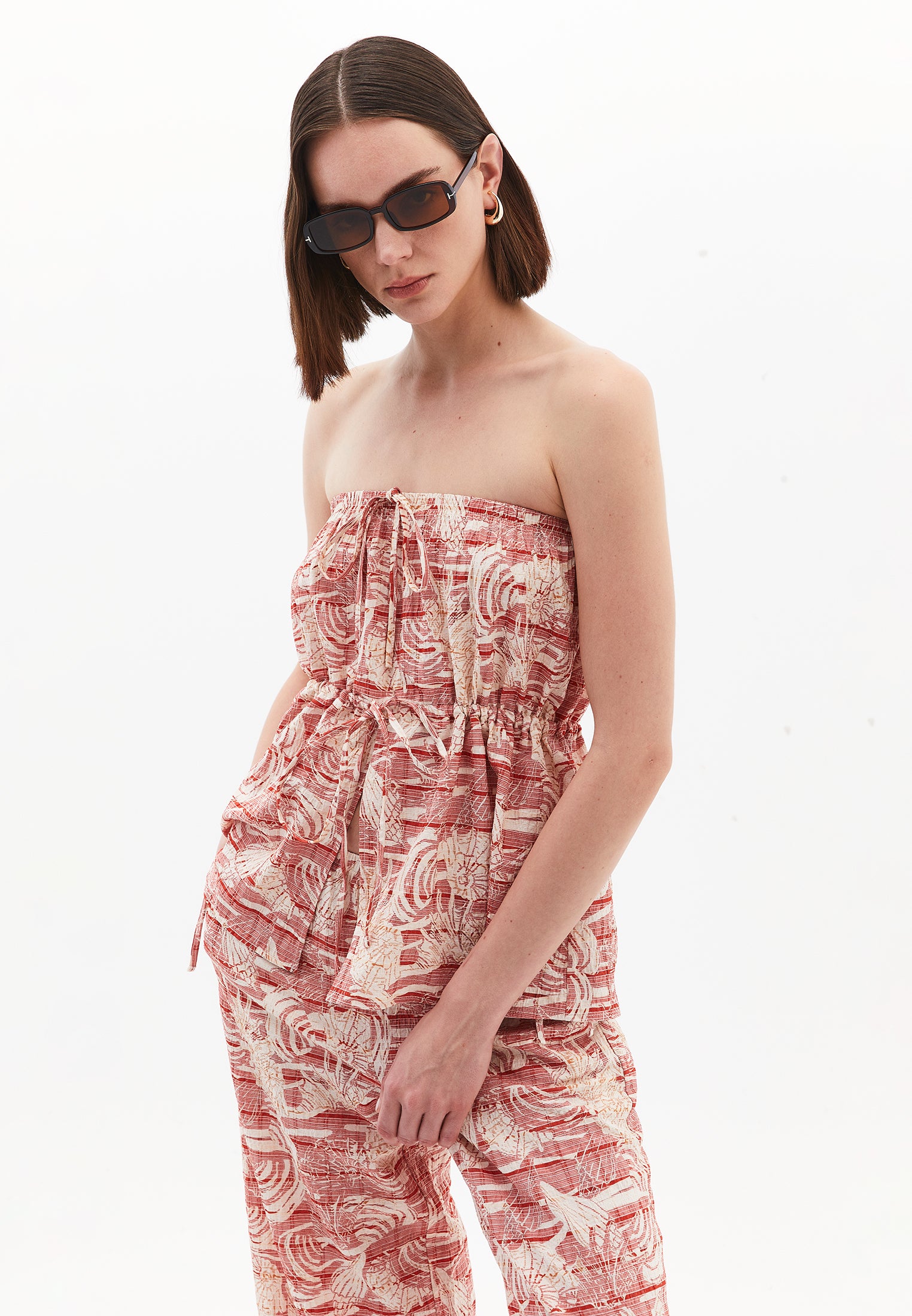 Strapless Viscose Blouse - SHELL COMB