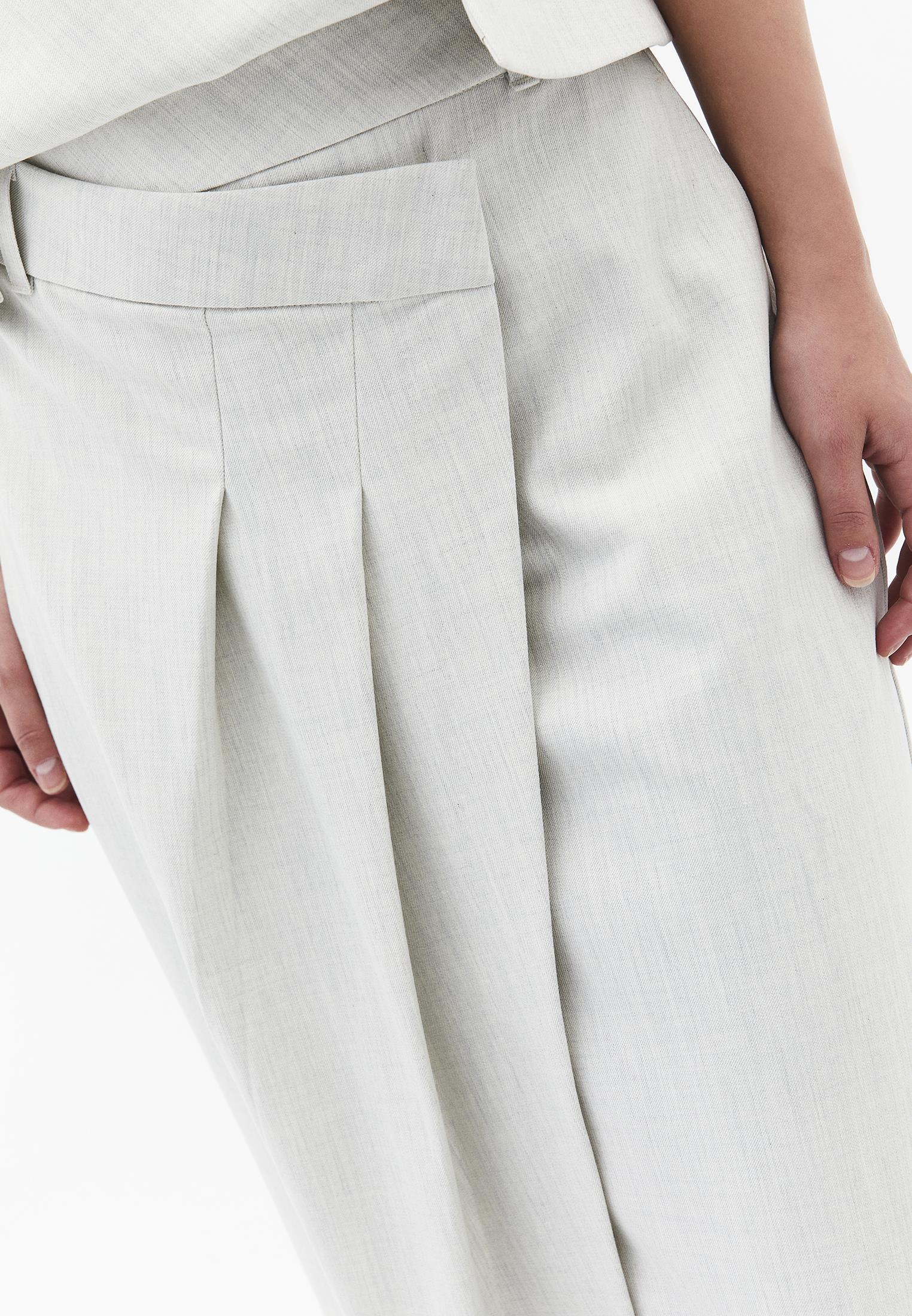 Ultra High Waist Asymmetric A-Line Long Skirt - SILVER BIRCH MELANGE