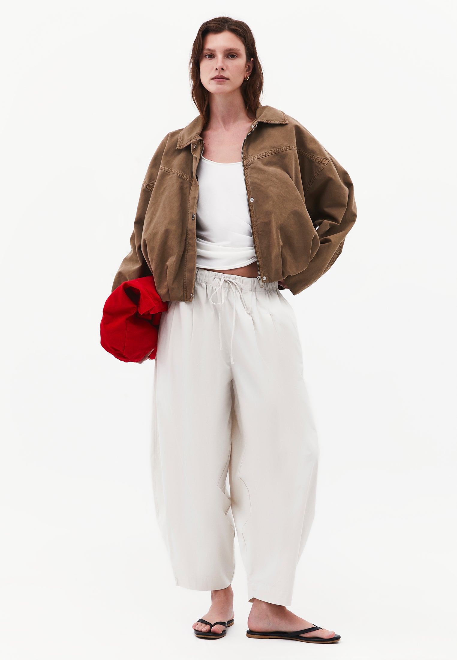 Ultra High Waist Carrot Pants - SILVER BIRCH