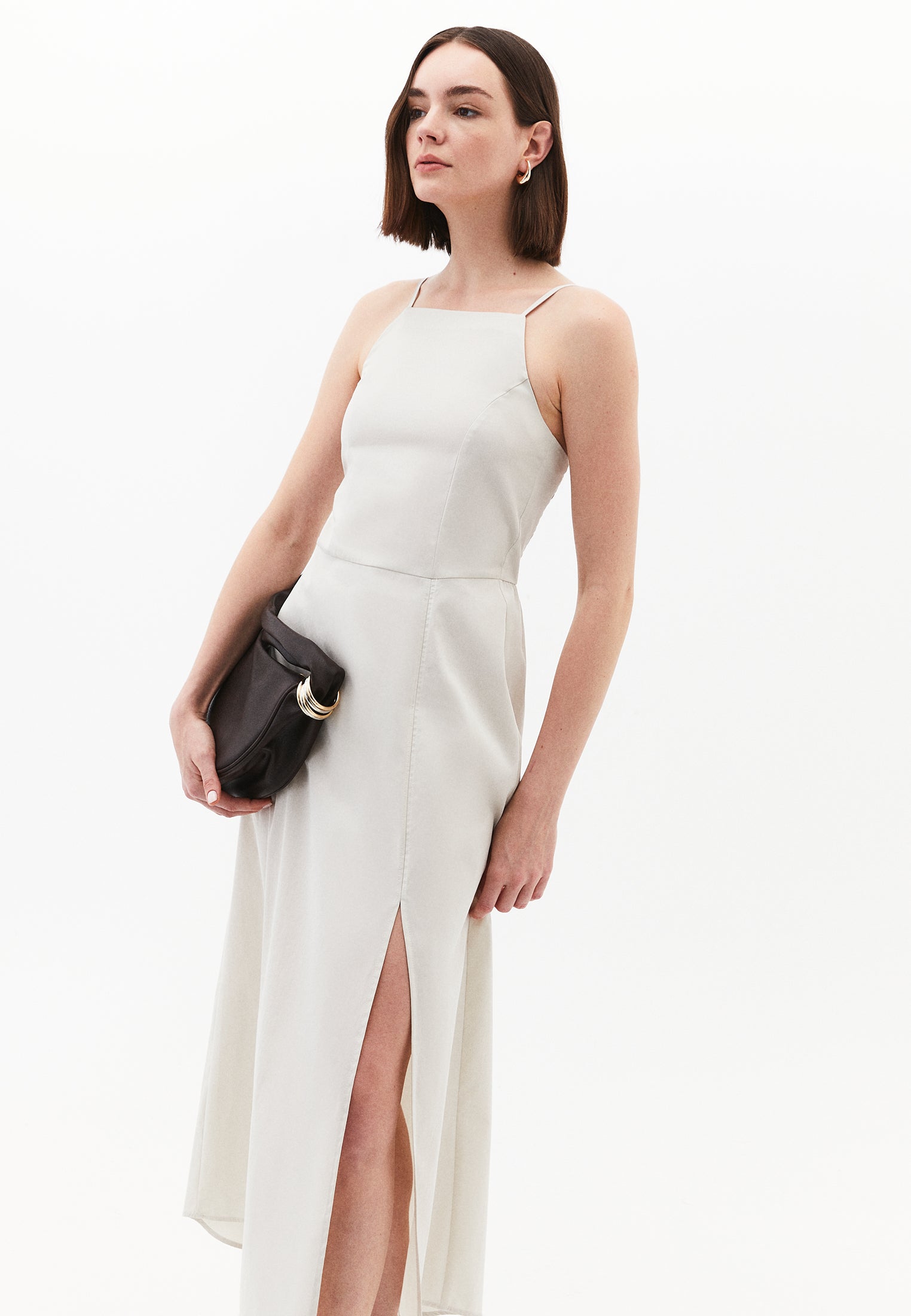 Strappy Halter Neck Long Dress - SILVER BIRCH