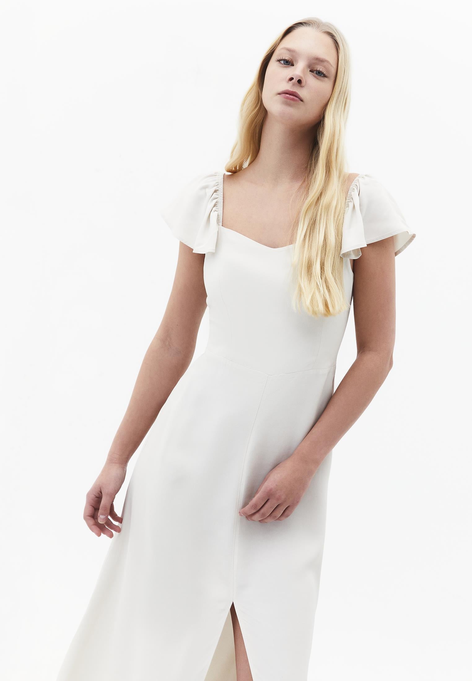 Sweetheart Neckline Midi Dress - SILVER BIRCH