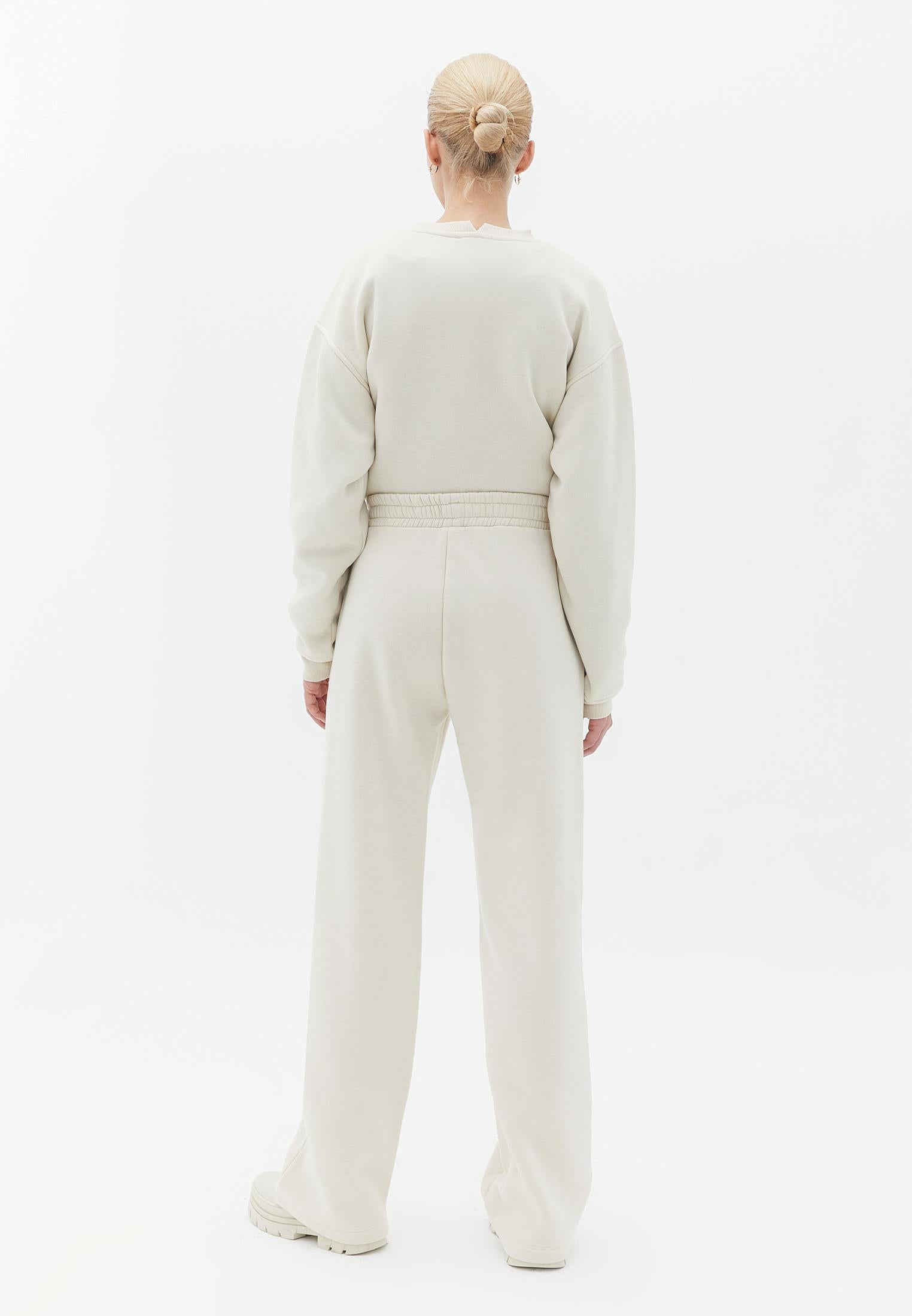 High Waist Elasticated Straight Pants - SILVER BIRCH