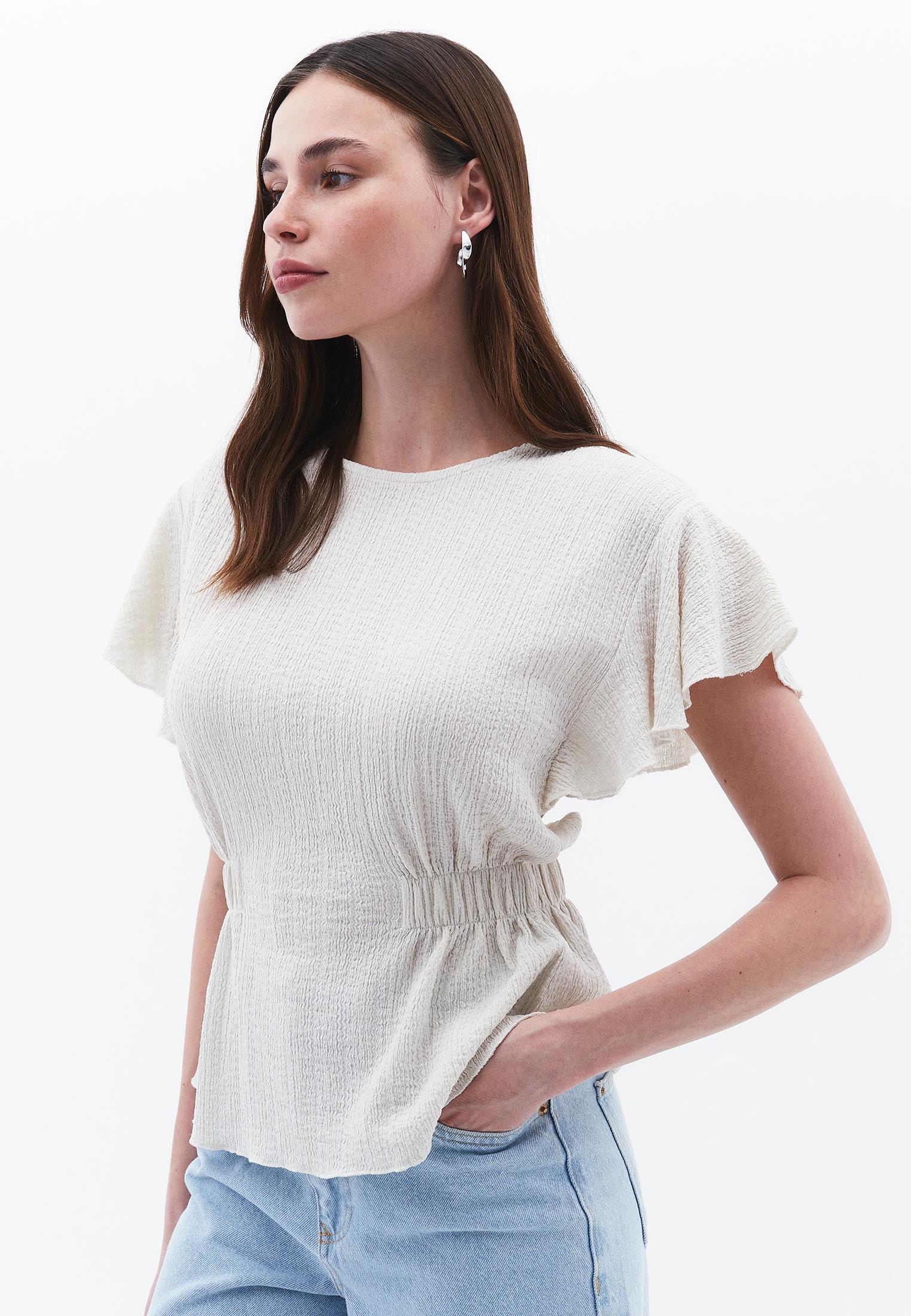 Butterfly Sleeve Standard Blouse - SILVER BIRCH