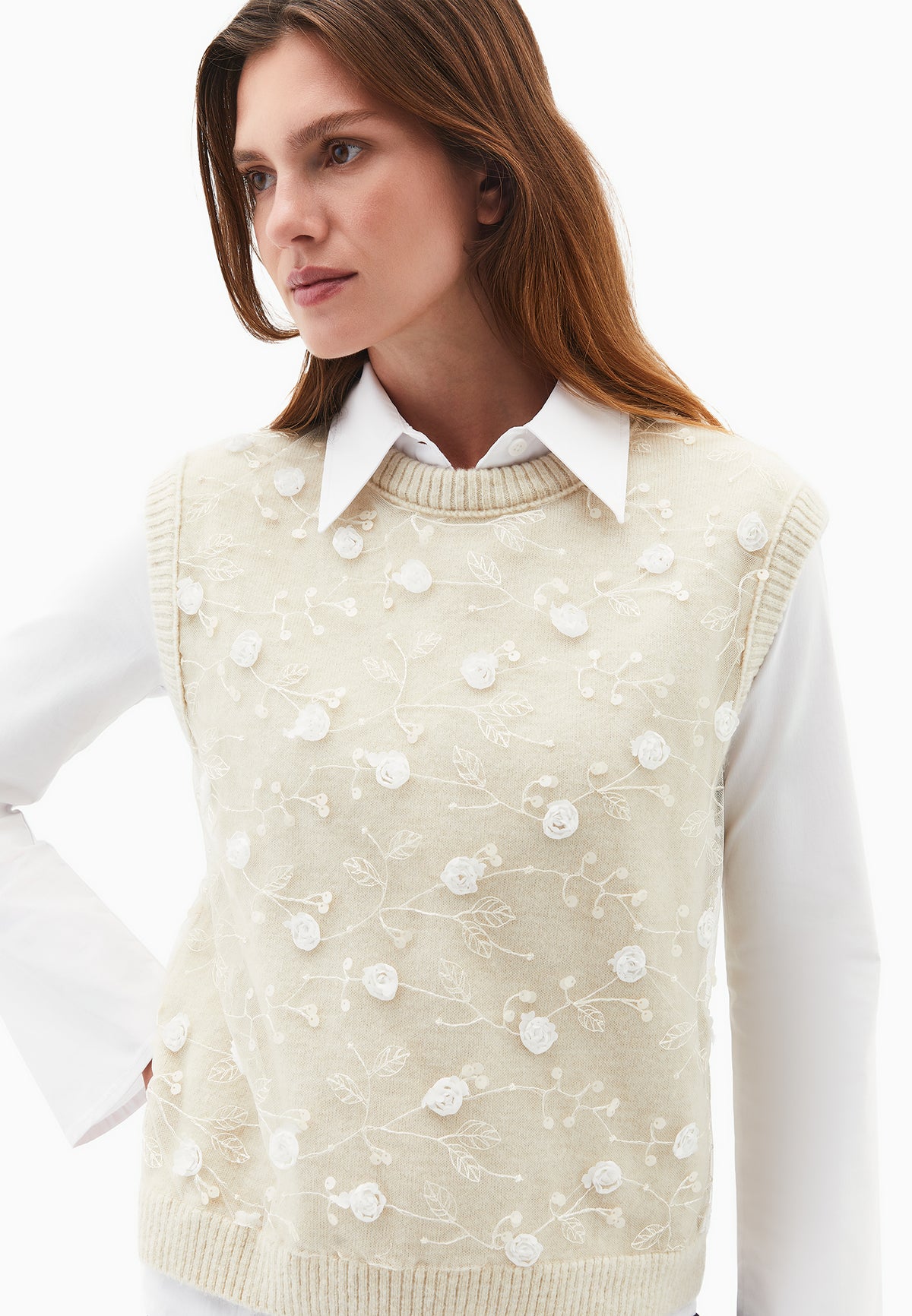 Crew Neck Vest - SILVER BIRCH
