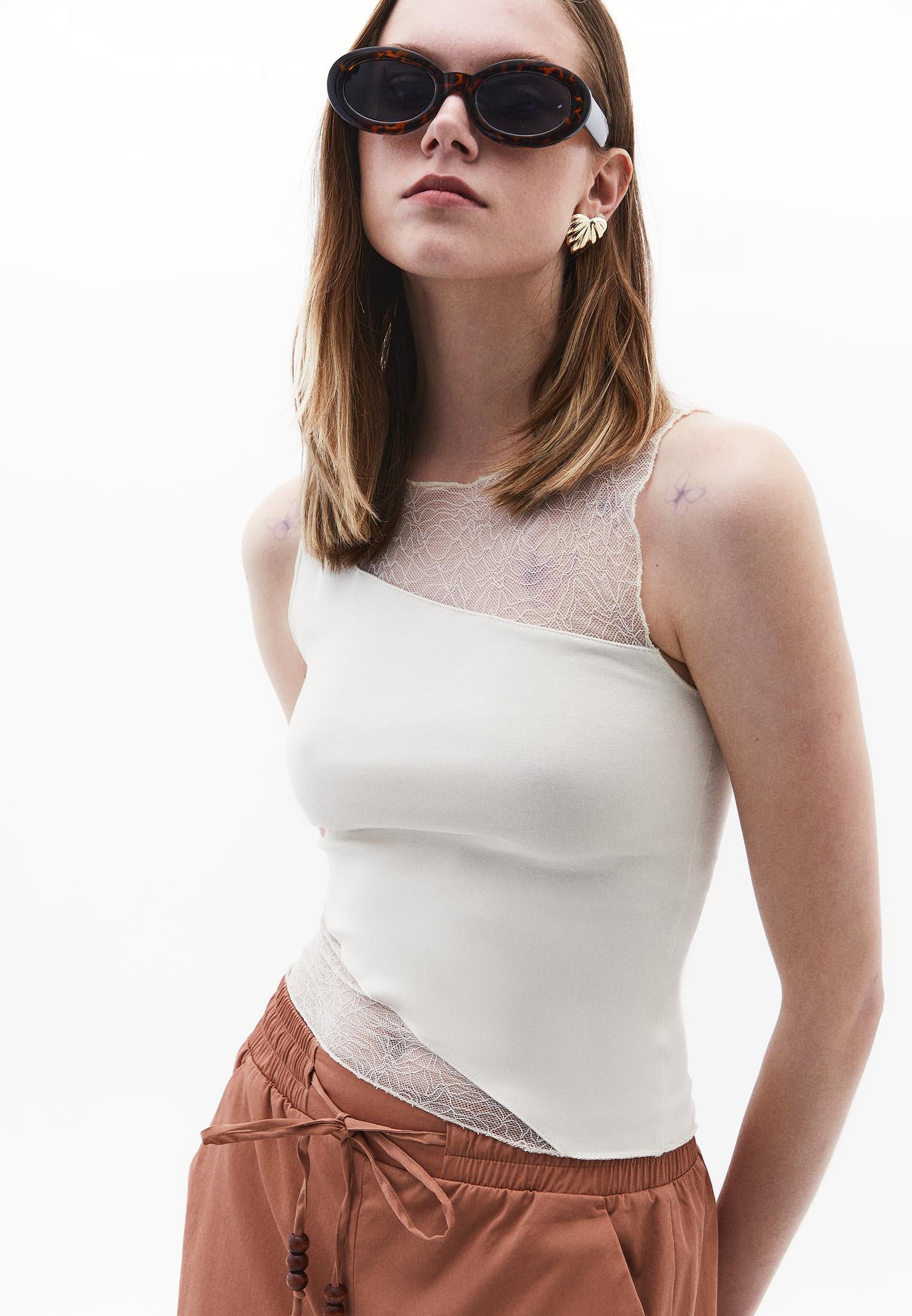 Boat Neck Bodycon Standard Tank Top - SILVER BIRCH