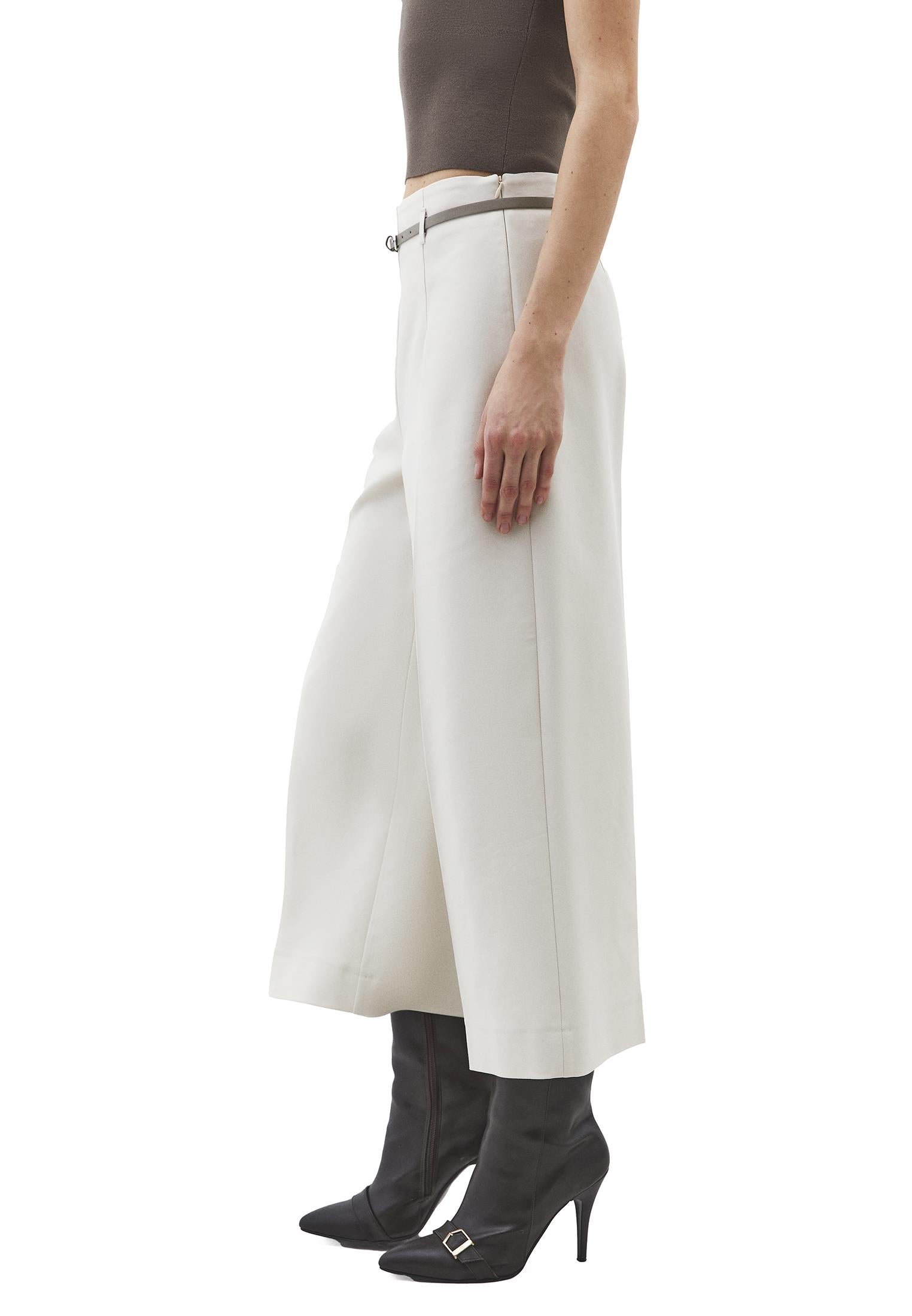 Ultra High Waist Belted Culotte Pants - SILVER BIRCH