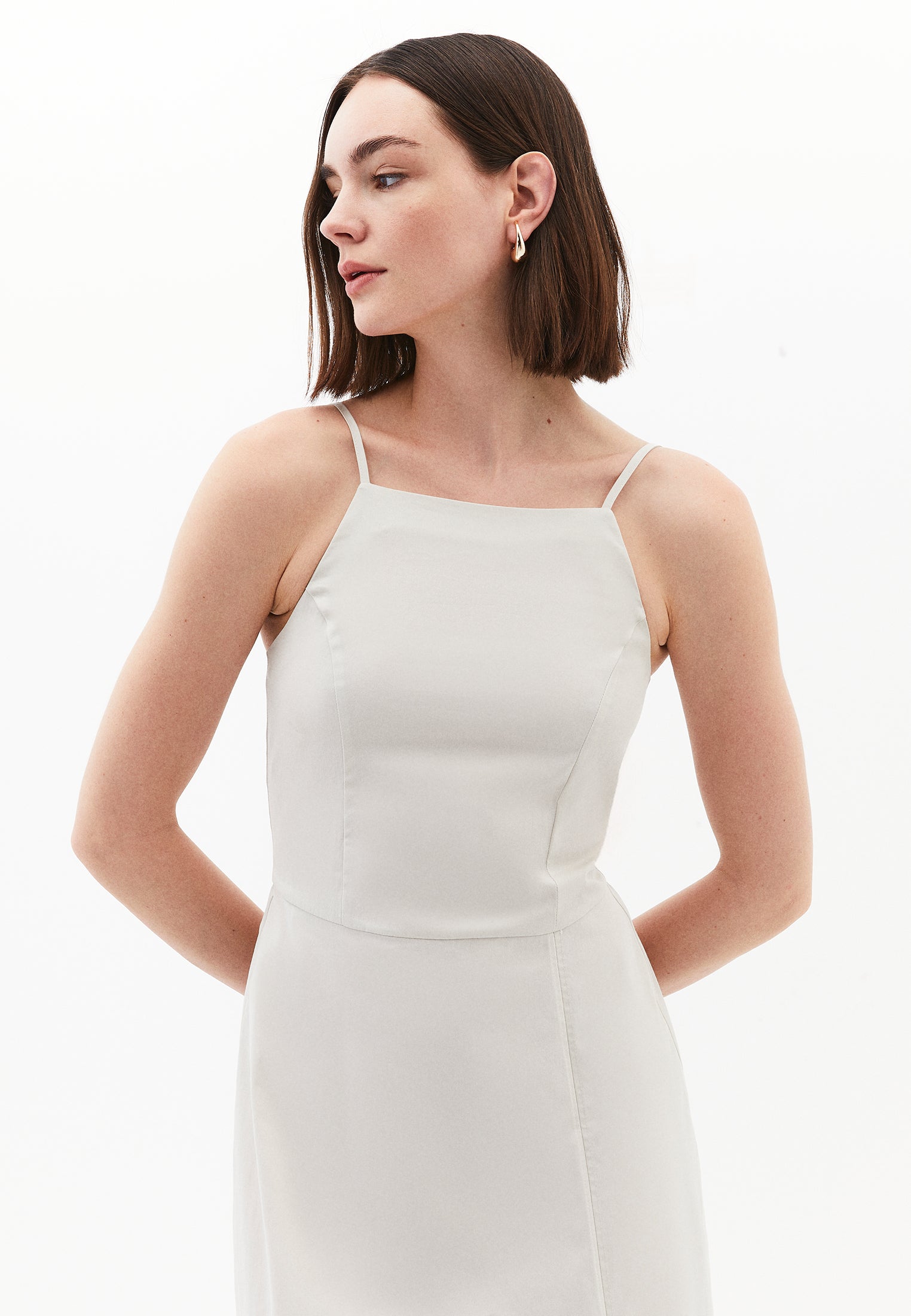 Strappy Halter Neck Long Dress - SILVER BIRCH