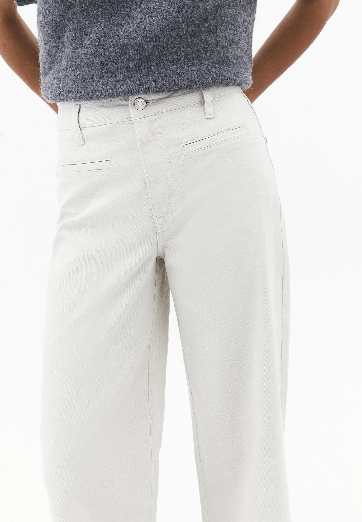 Ultra High Waist Wide Leg Cut Pocket Detailed Cropped Pants - SILVER BIRCH