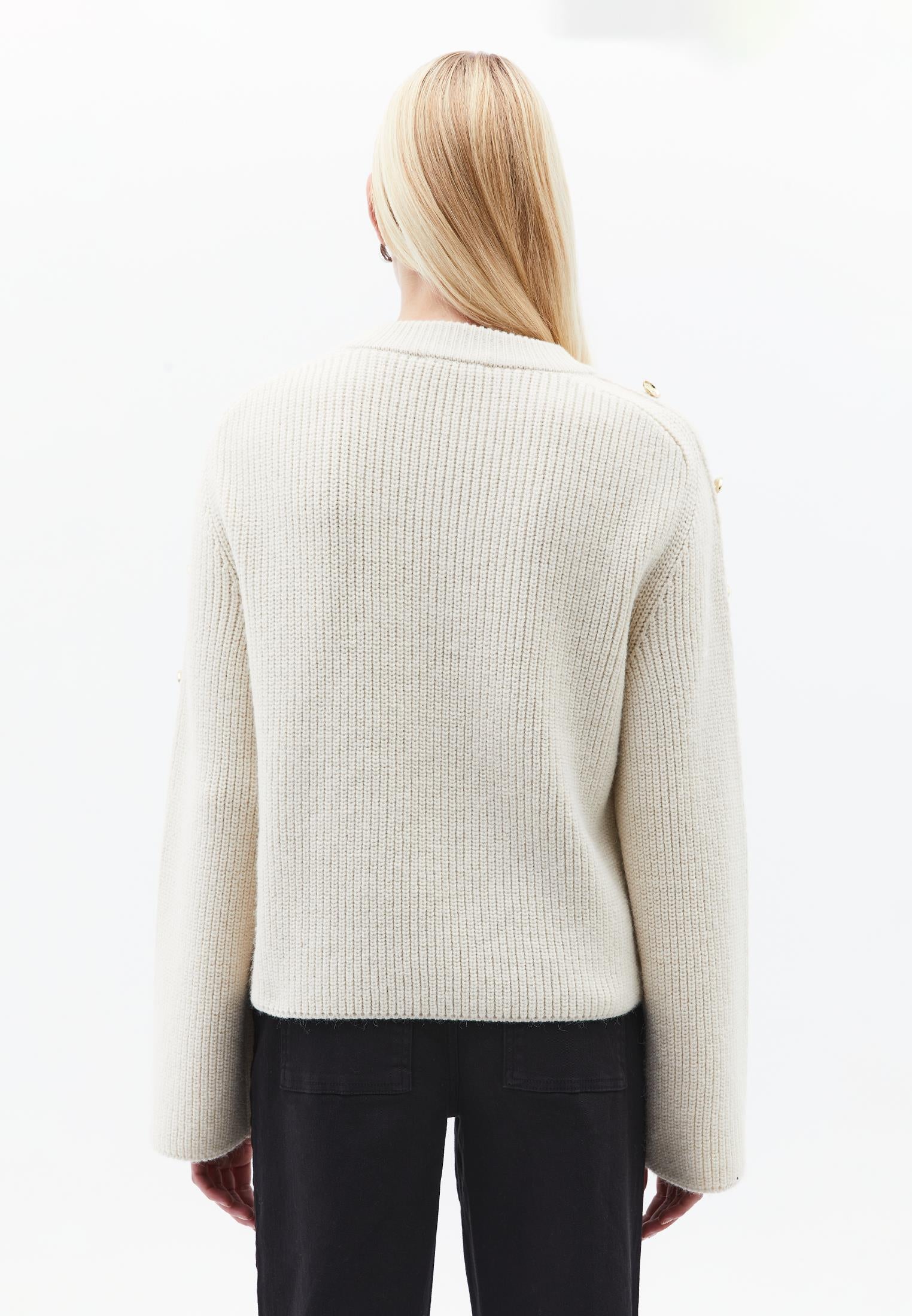 Sweater With Button Details - SILVER BIRCH