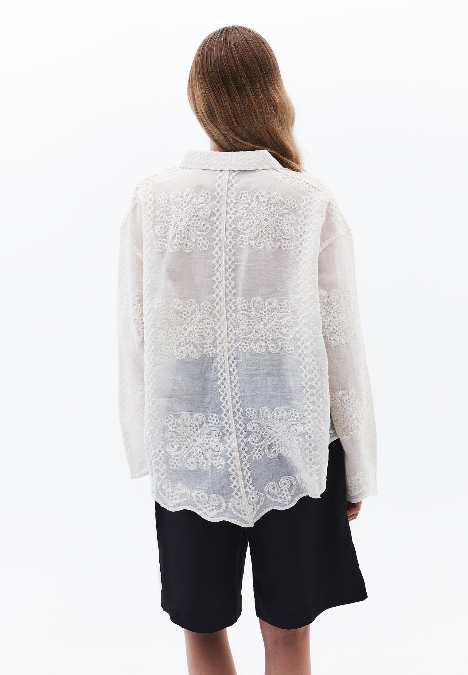 Embroidered Detail Shirt - SILVER BIRCH