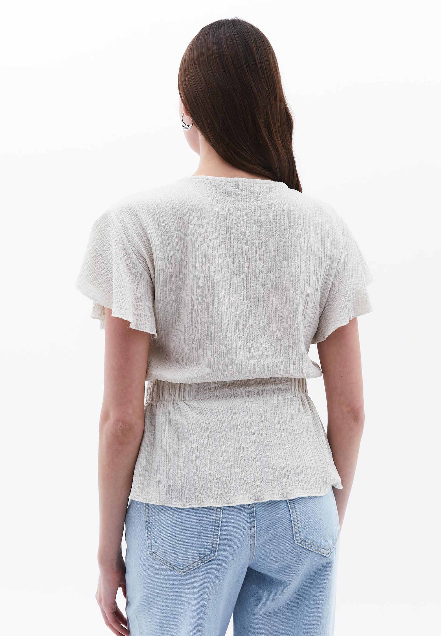 Butterfly Sleeve Standard Blouse - SILVER BIRCH