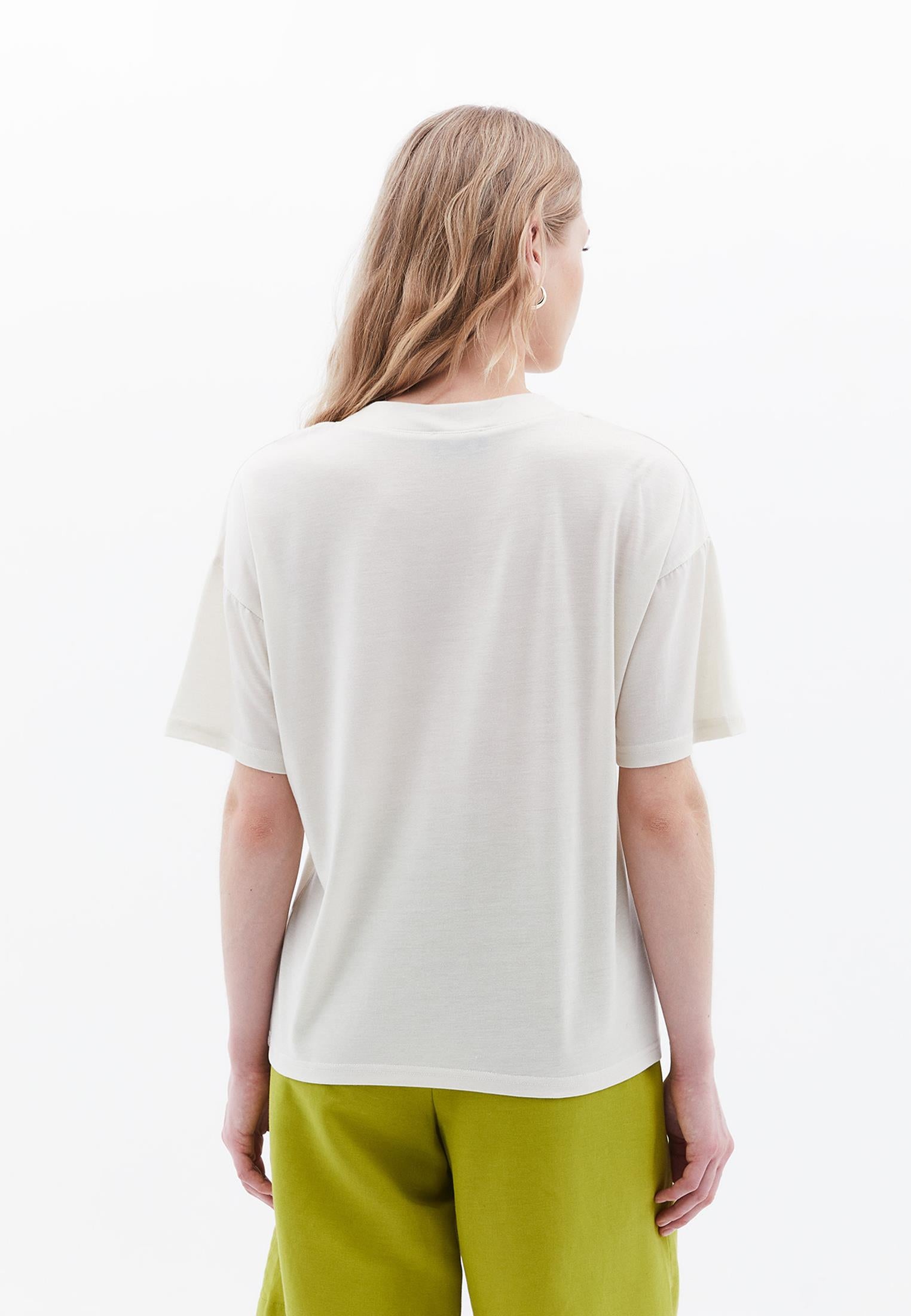 V Neck Oversize Short Sleeve T-Shirt - SILVER BIRCH