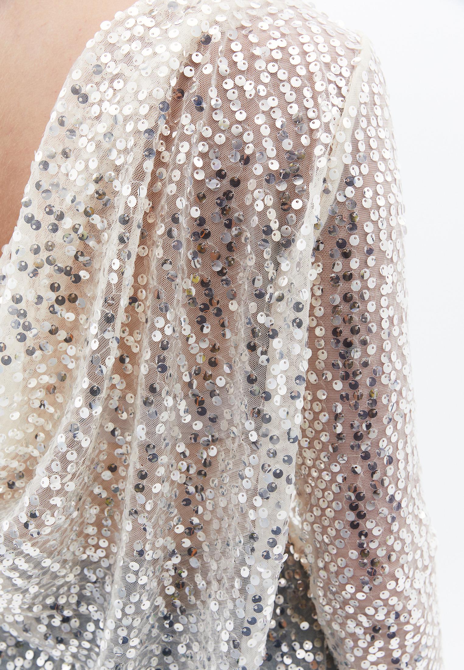 Sequin Detailed Boat Neck Blouse - SILVER BIRCH