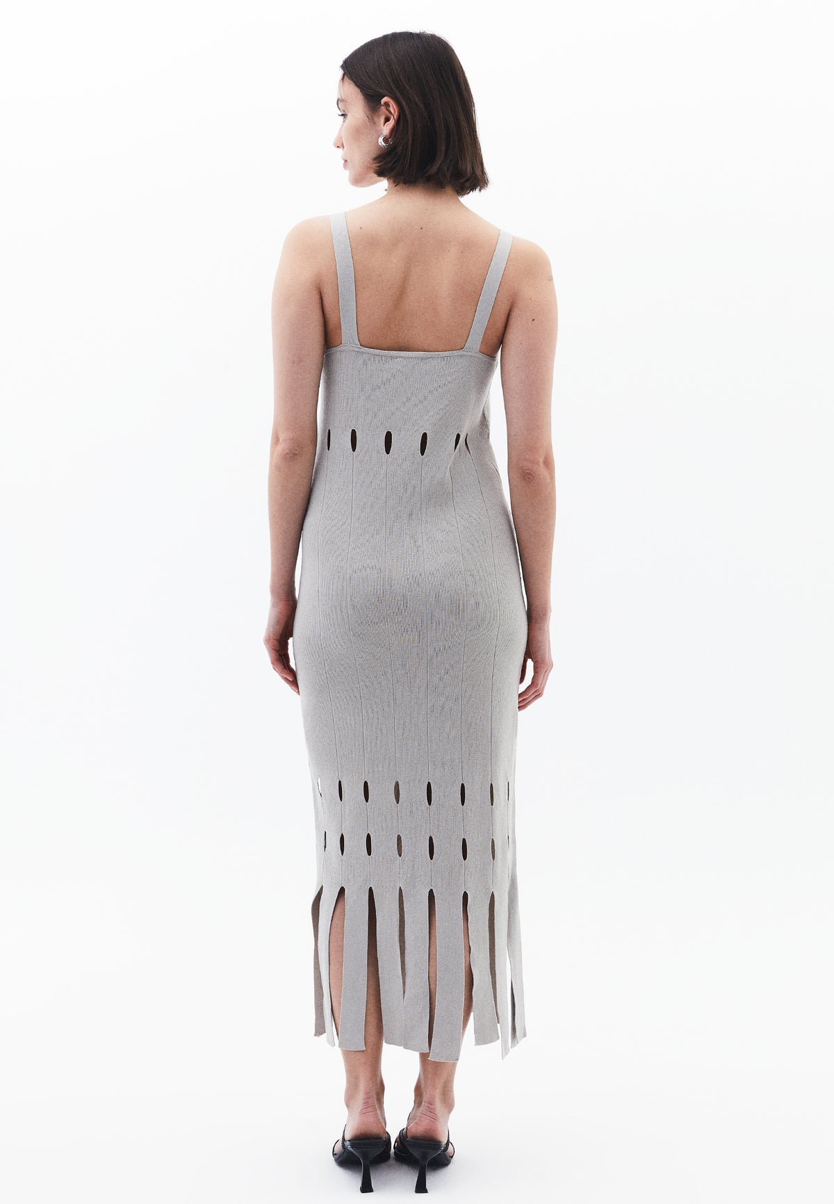 Long Dress With Ajour Straps - SILVER BIRCH