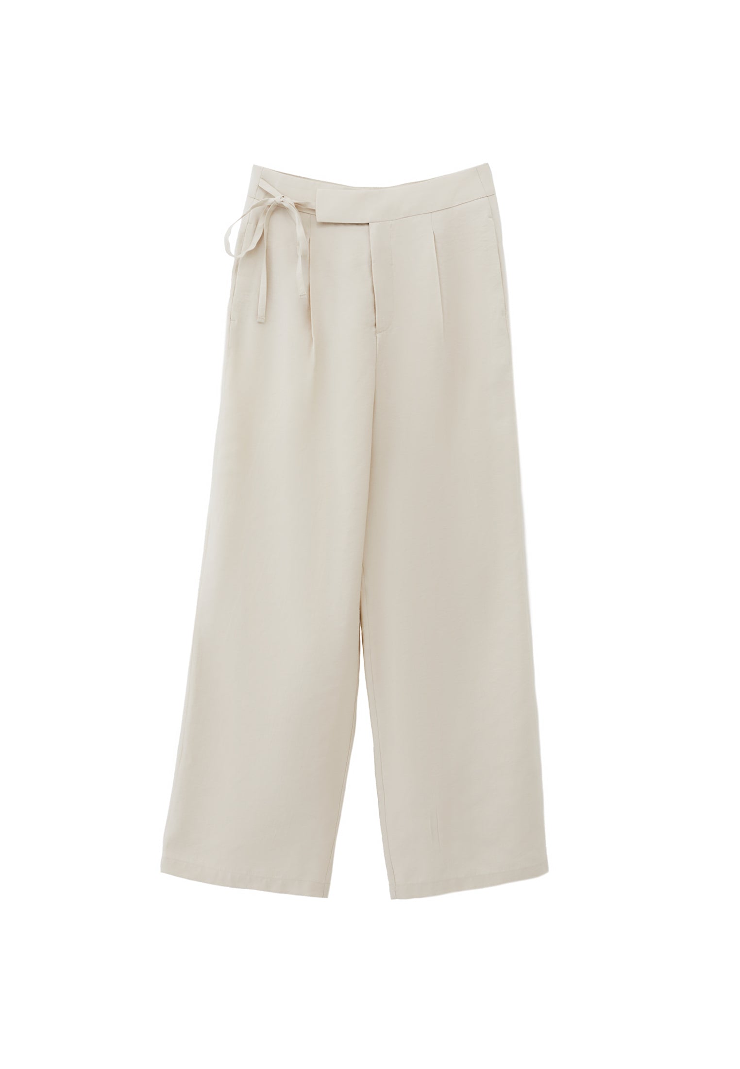 Ultra High Waist Belted Straight Leg Pants - SILVER BIRCH