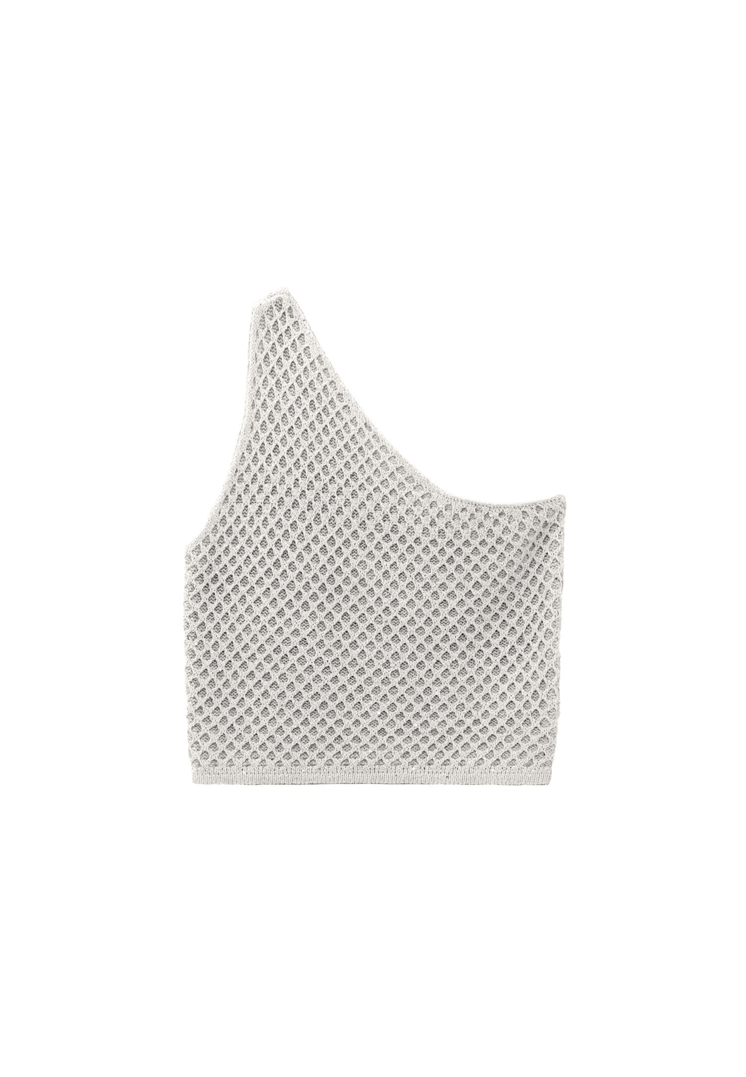 One Shoulder Ajour Tank - SILVER BIRCH