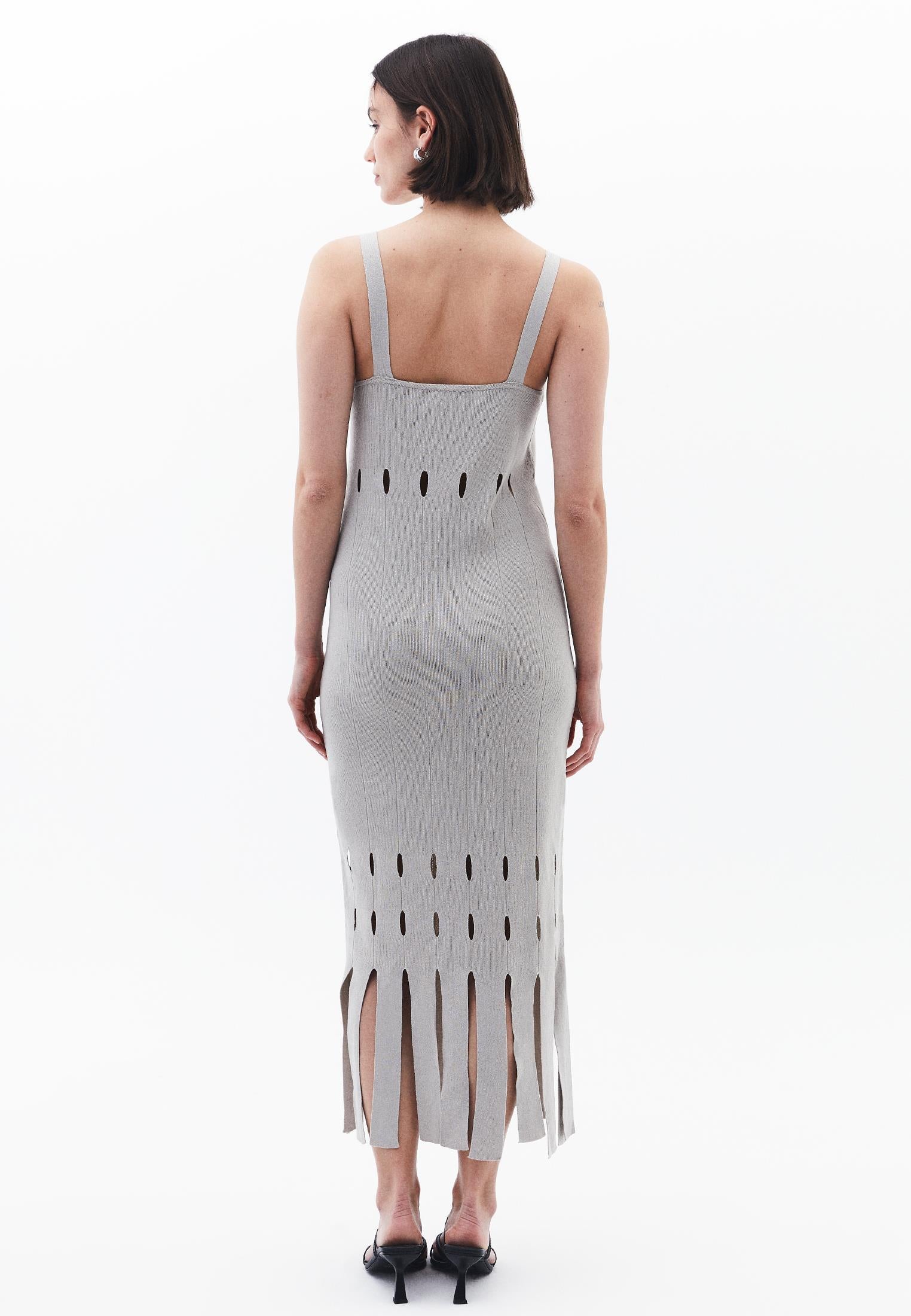 Long Dress With Ajour Straps - SILVER BIRCH