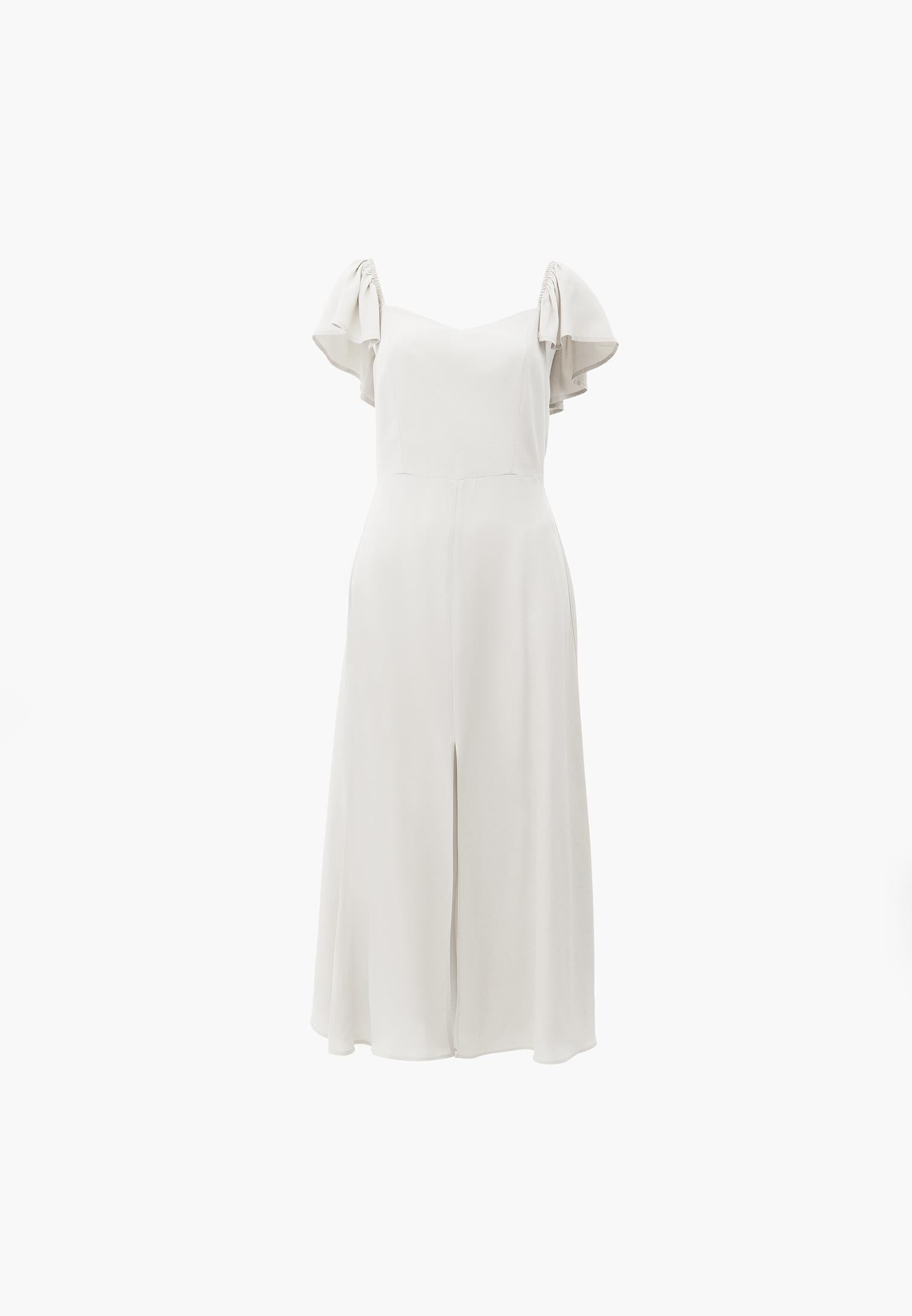 Sweetheart Neckline Midi Dress - SILVER BIRCH