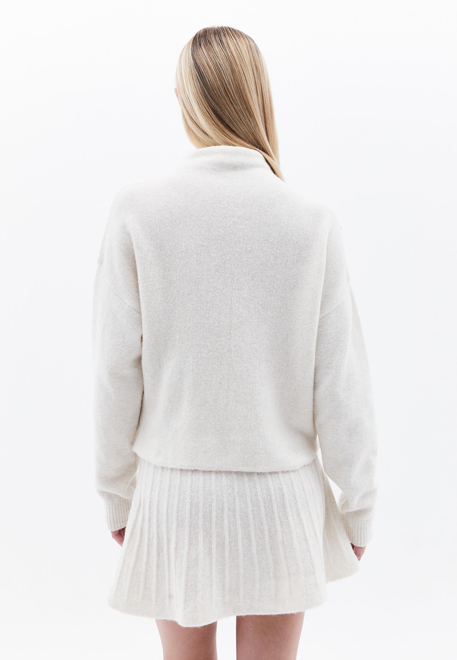 High Neck Button Detailed Sweater - SILVER BIRCH