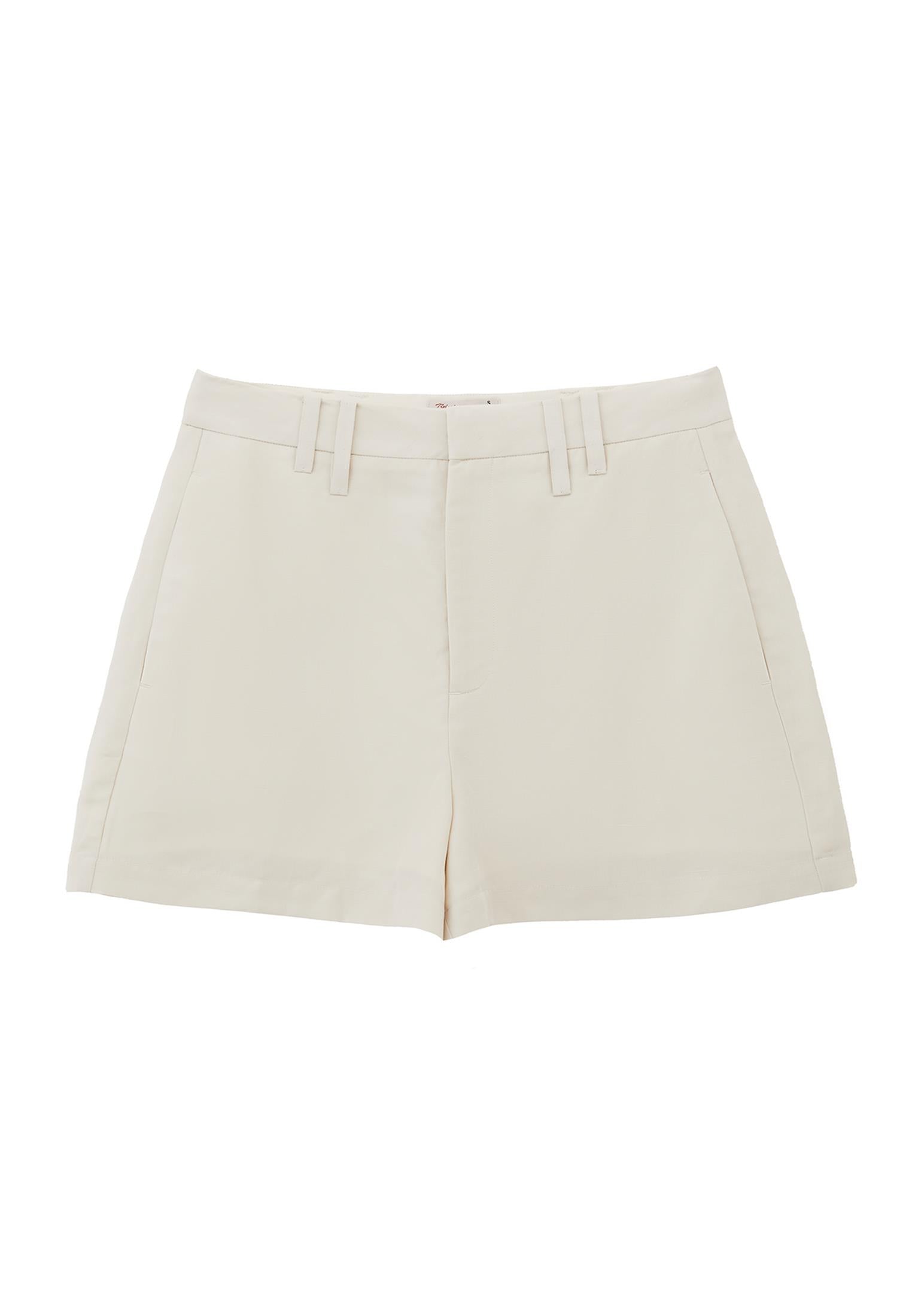 High Waist Short With Belt Detail - SILVER BIRCH