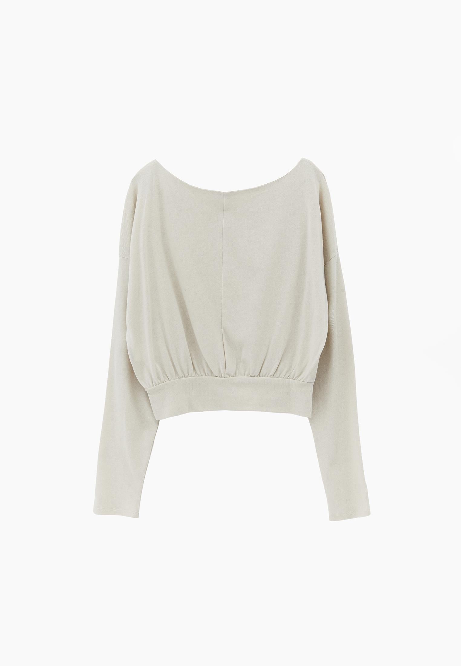 Boat Neck Long Sleeve Sweater - SILVER BIRCH