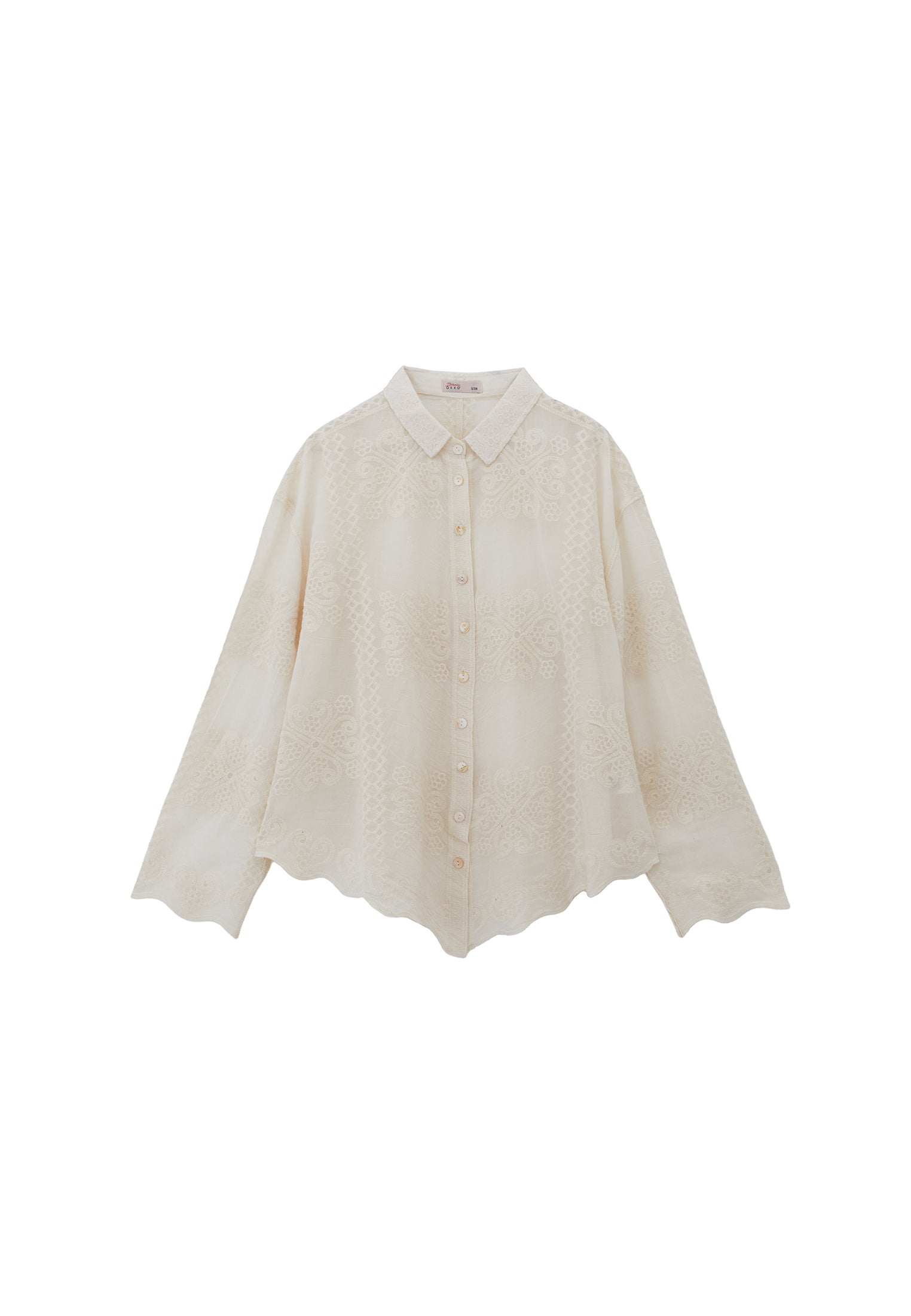 Embroidered Detail Shirt - SILVER BIRCH