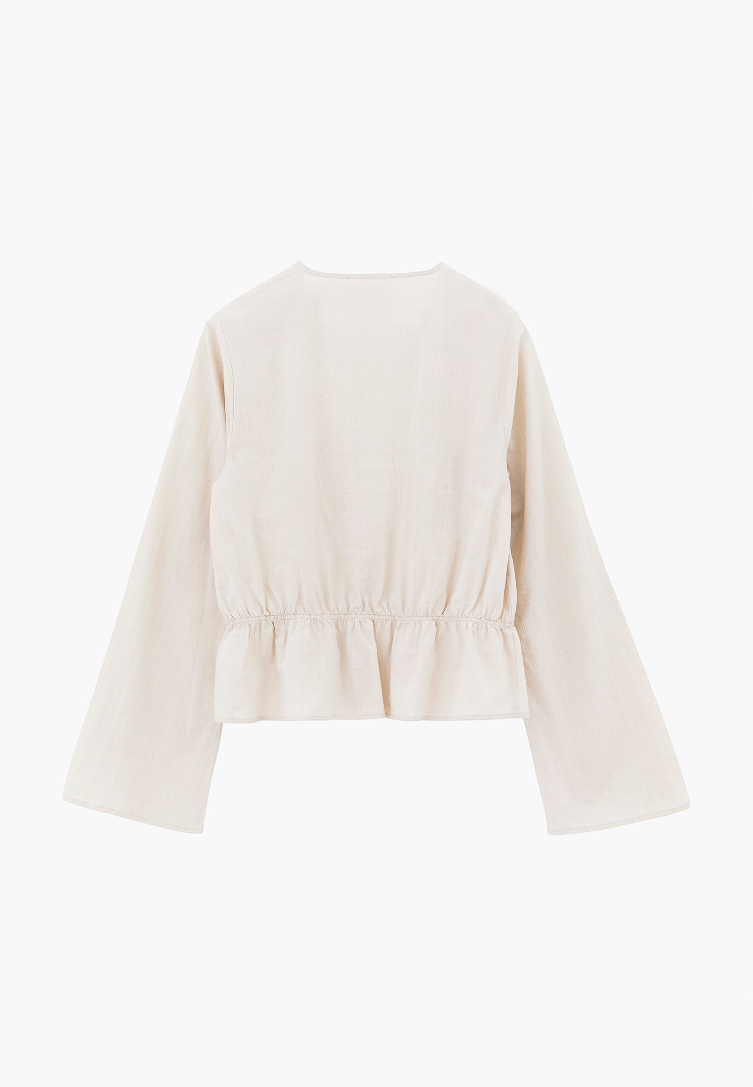 Slim Fit Blouse With Mandarin Collar And Long Sleeves - SILVER BIRCH