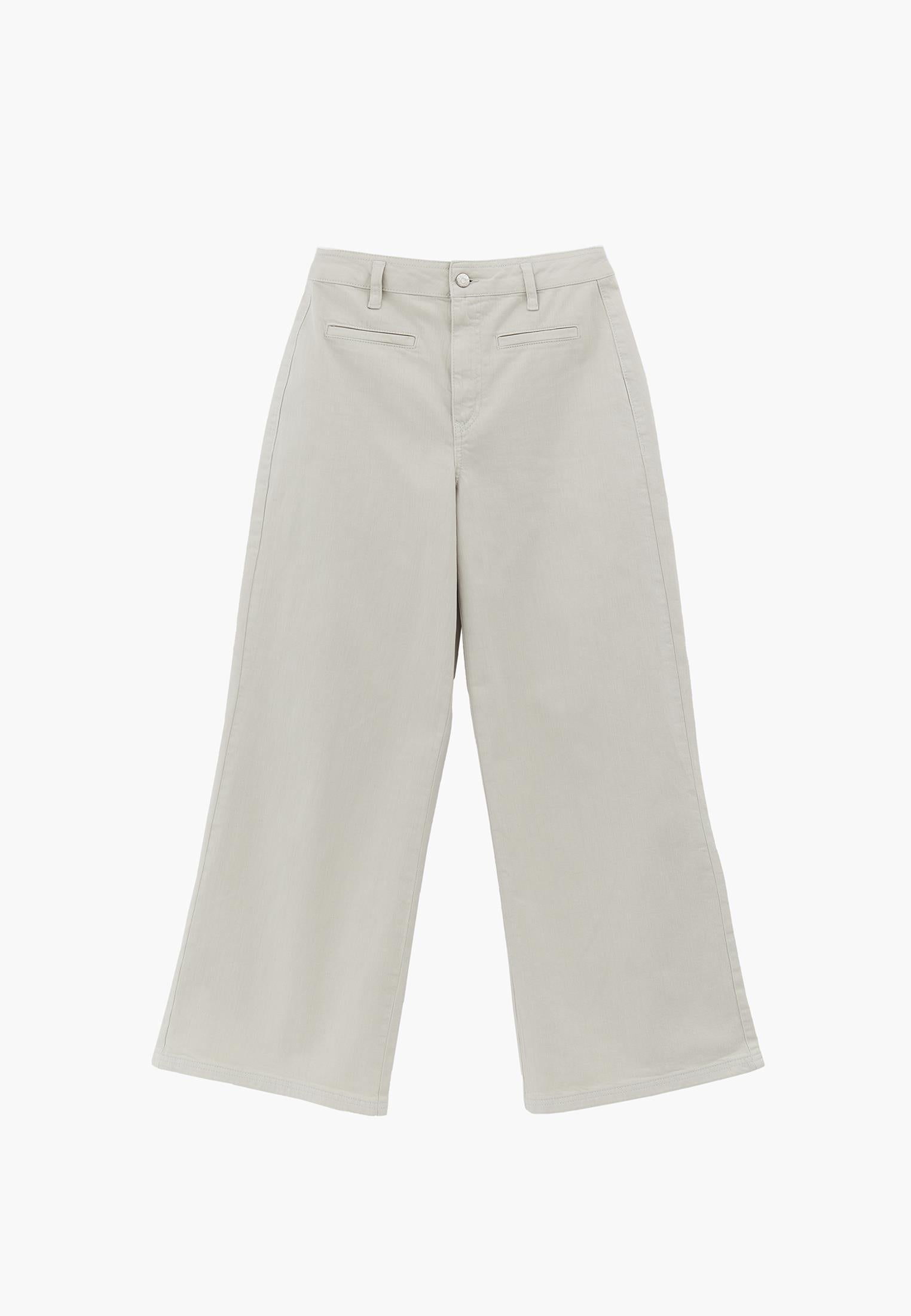 Ultra High Waist Wide Leg Cut Pocket Detailed Cropped Pants - SILVER BIRCH