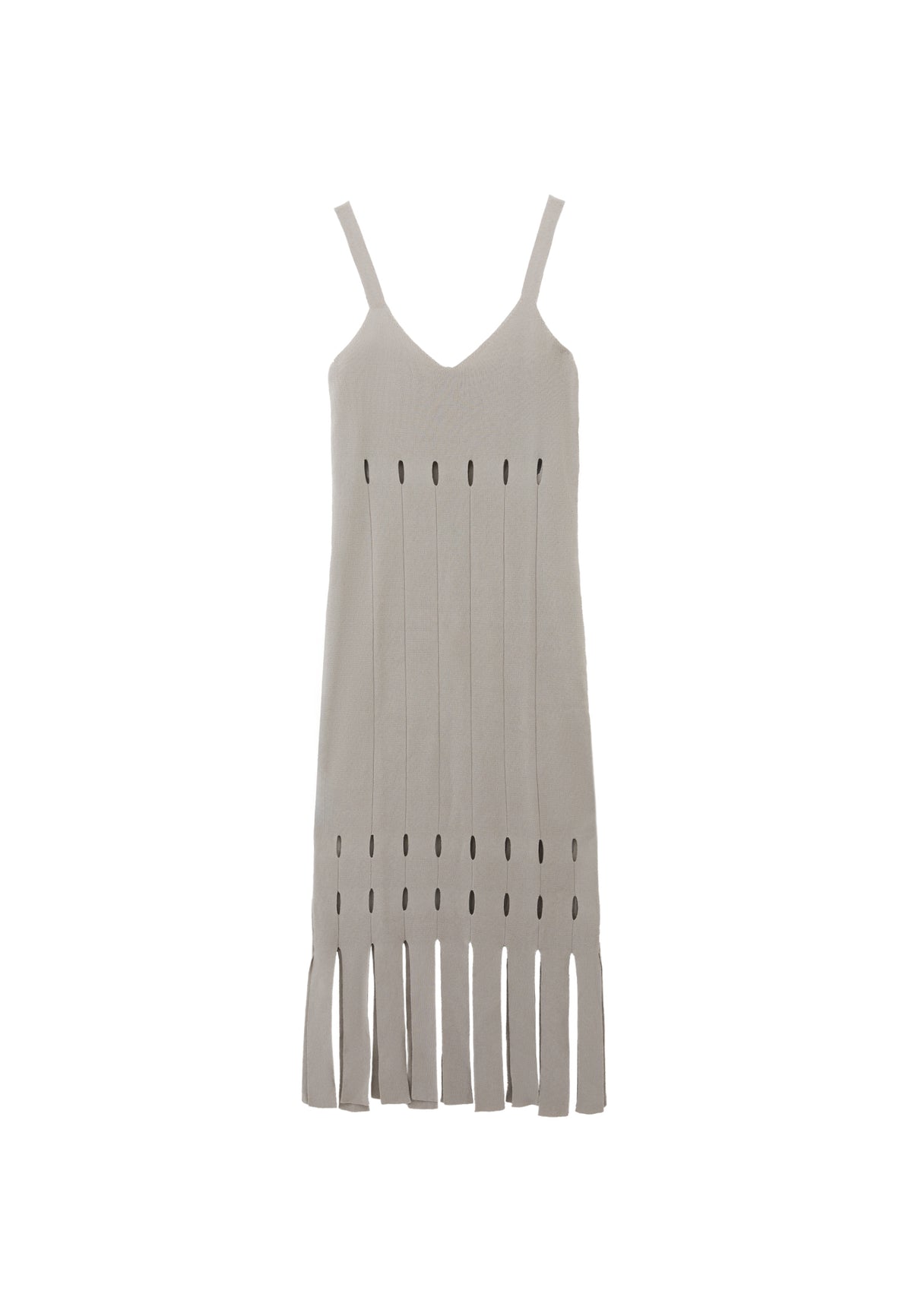 Long Dress With Ajour Straps - SILVER BIRCH