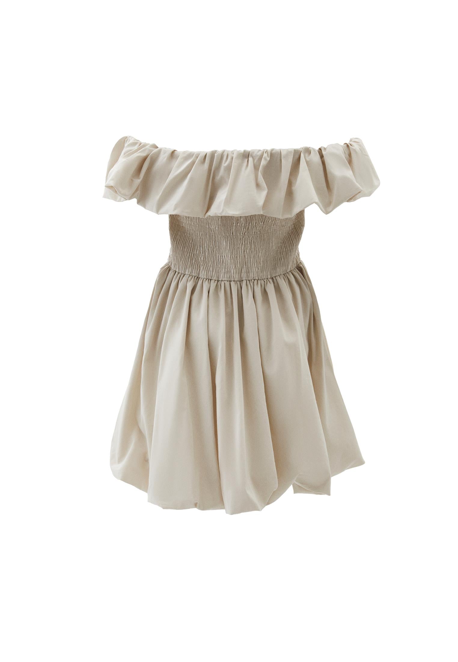 Balloon Shape Sleeveless Short Dress with Dropped Shoulder - SILVER BIRCH