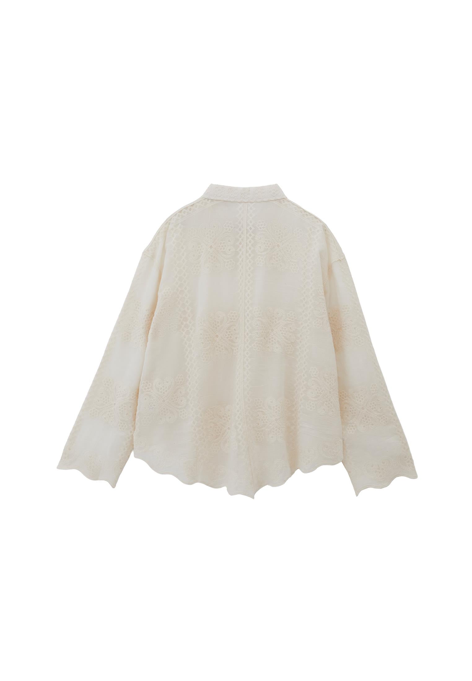 Embroidered Detail Shirt - SILVER BIRCH