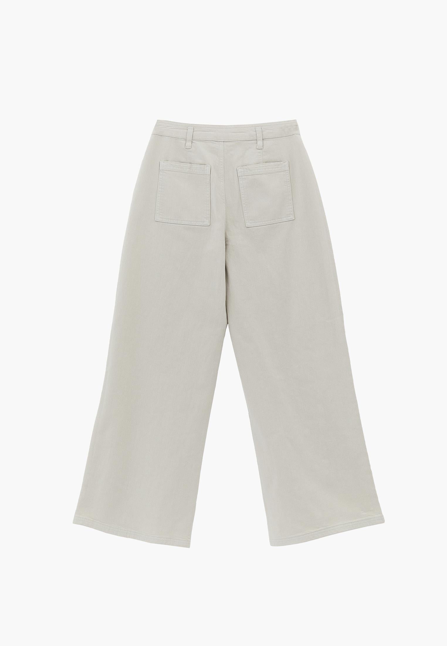 Ultra High Waist Wide Leg Cut Pocket Detailed Cropped Pants - SILVER BIRCH
