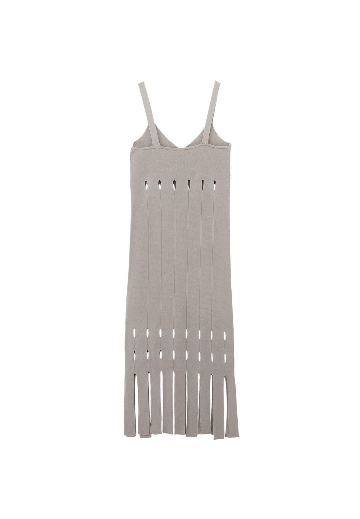 Long Dress With Ajour Straps - SILVER BIRCH