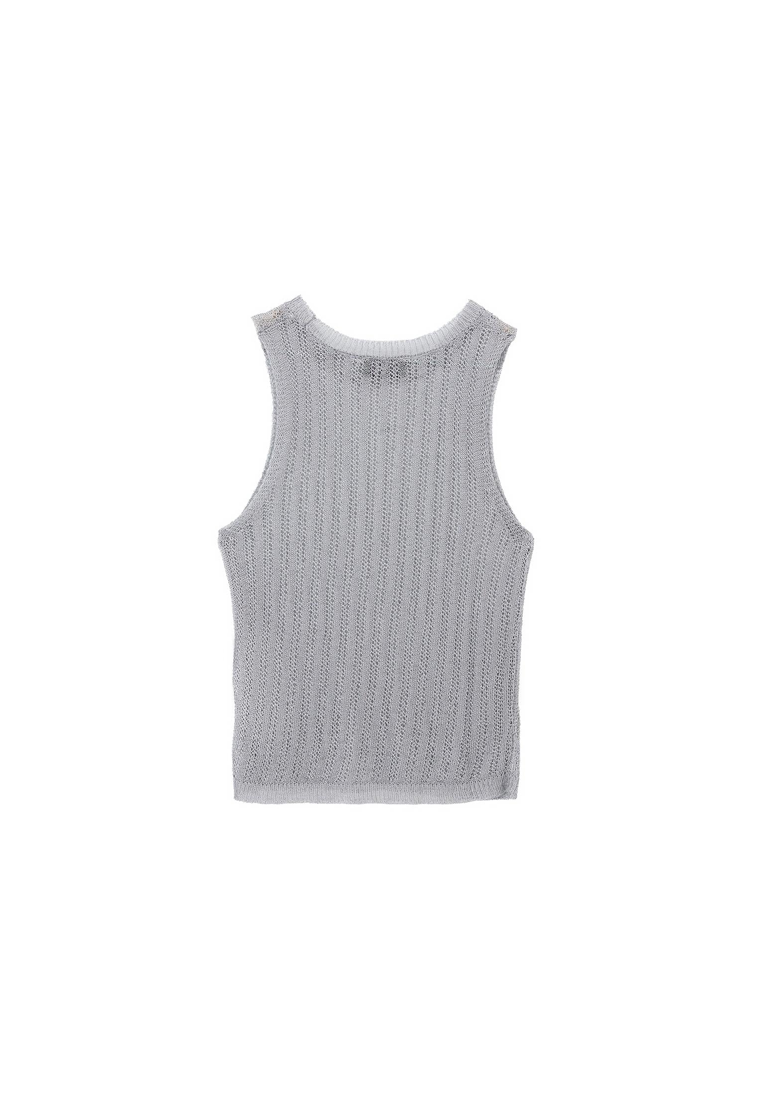 Shiny U Neck Tank Top - SILVER