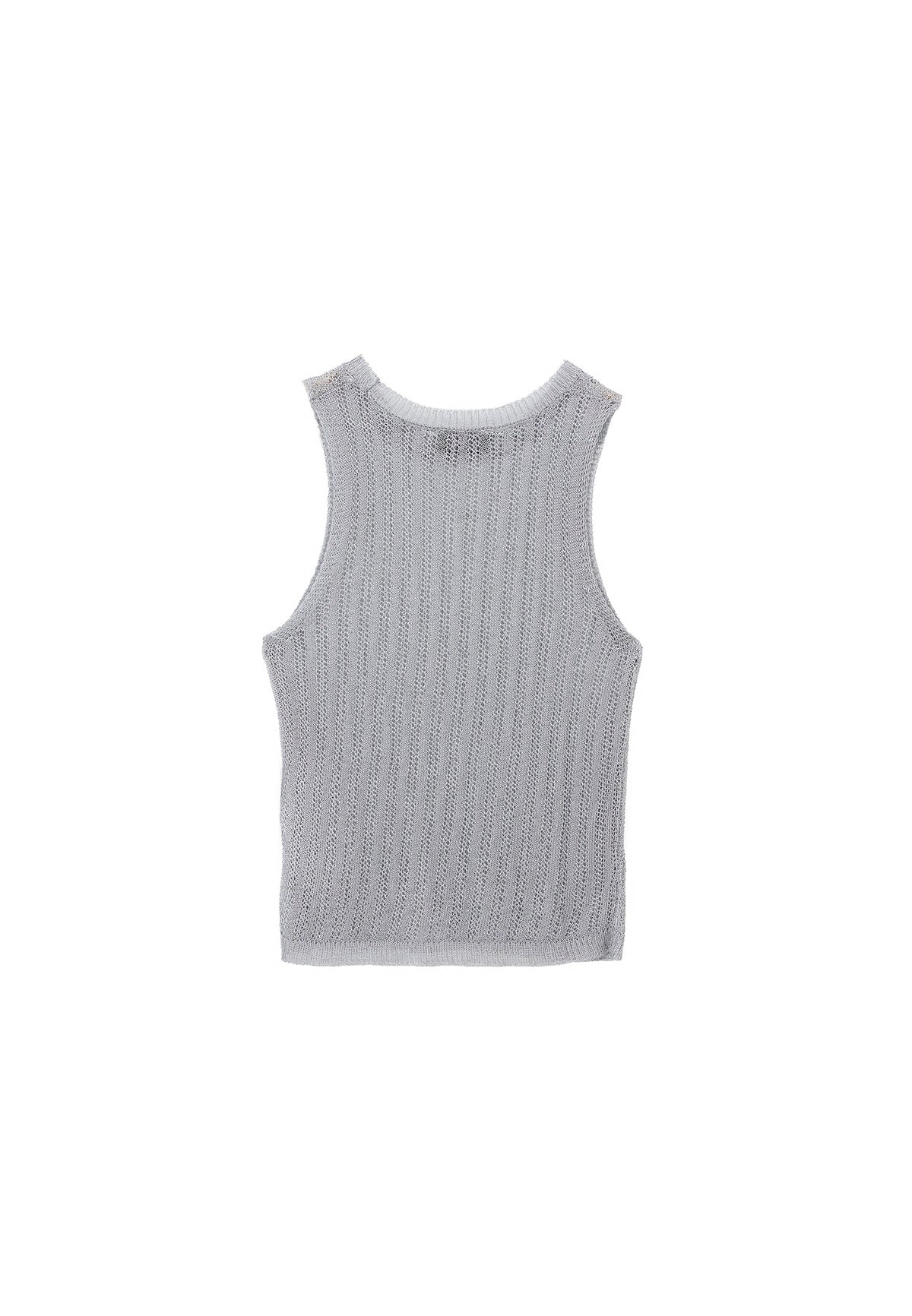 Shiny U Neck Tank Top - SILVER