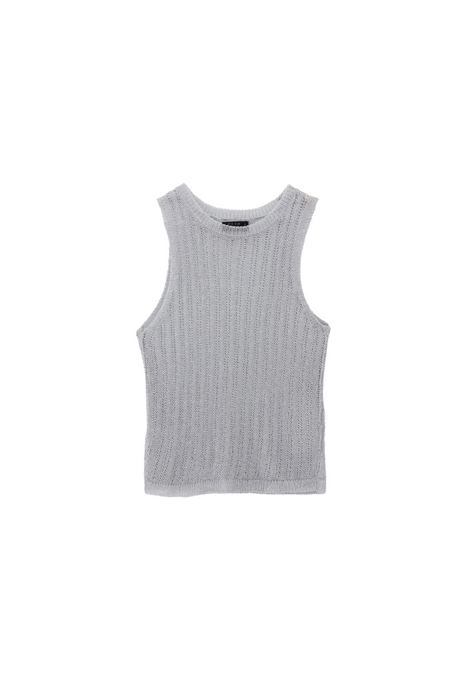 Shiny U Neck Tank Top - SILVER