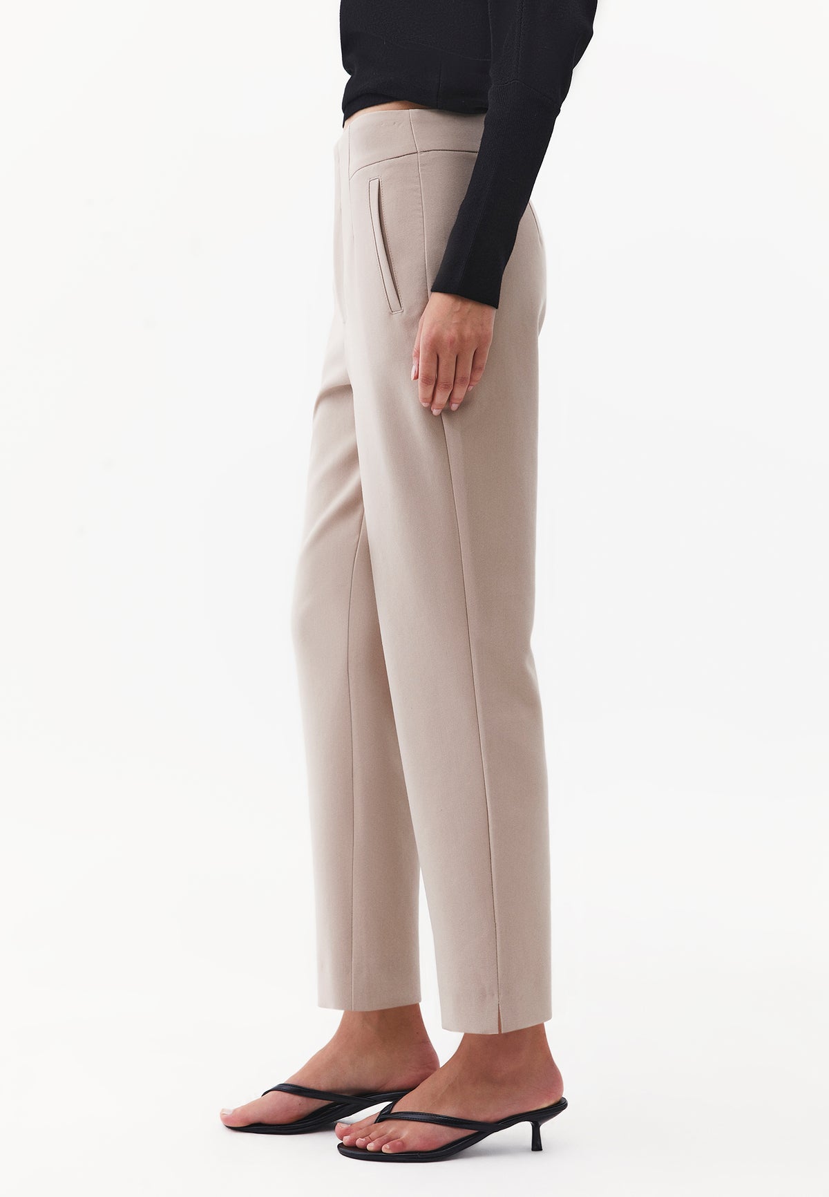 Ultra High Waist Carrot Cut Pants with Pocket Detail - SIMPLY TAUPE