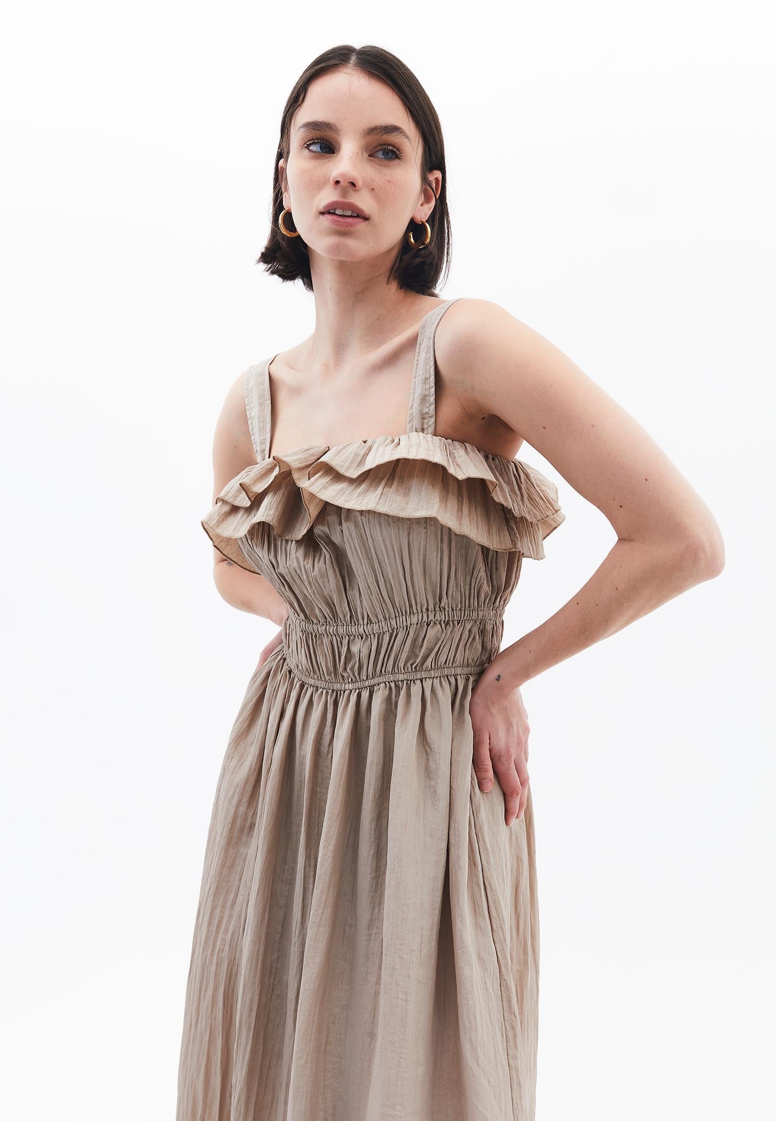 Wrinkled Look Dress - SIMPLY TAUPE