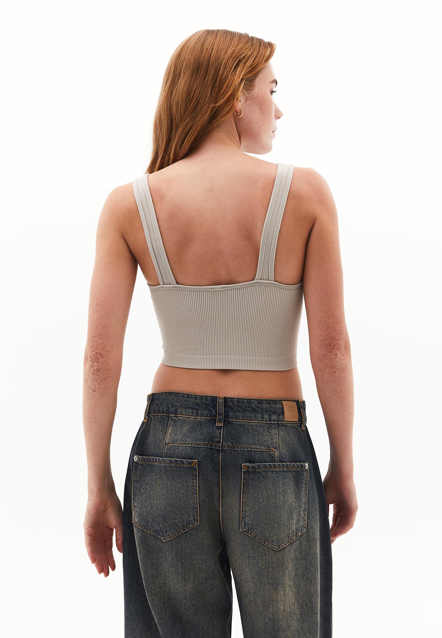 V Neck Bodycon Tank Top - SIMPLY TAUPE