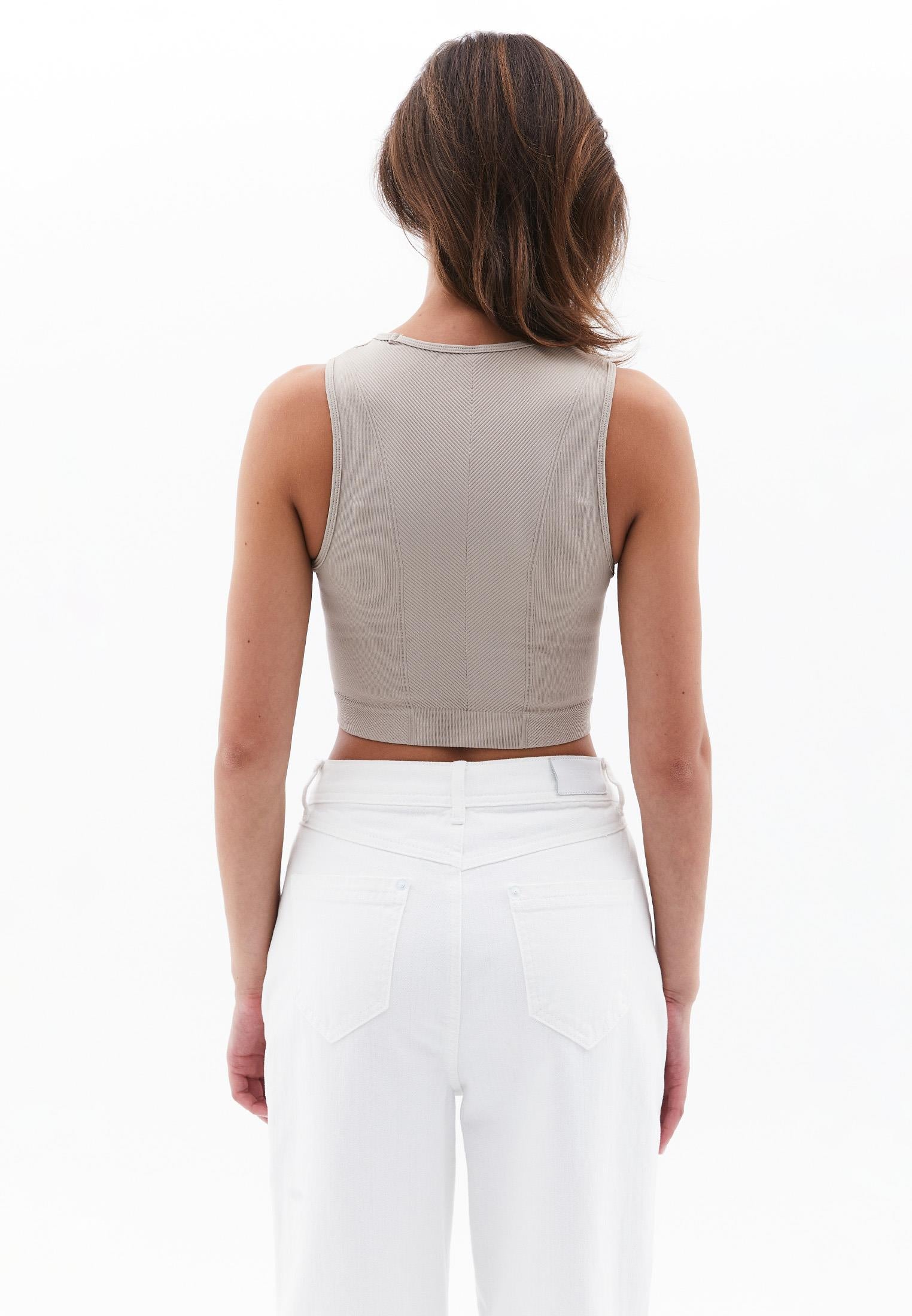 Sleeveless Cropped Top - SIMPLY TAUPE