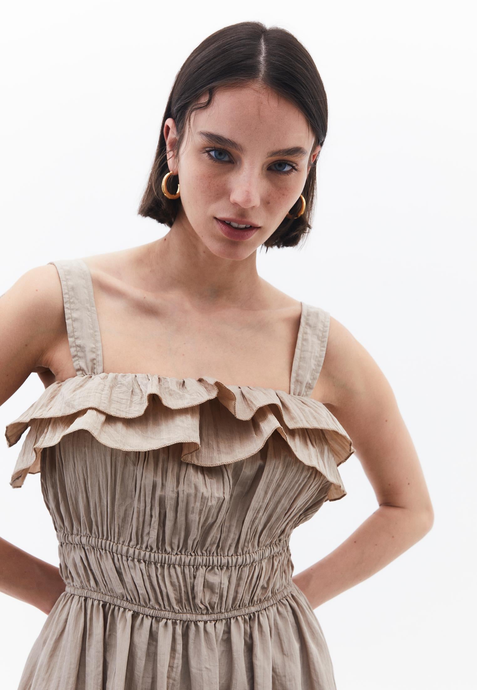 Wrinkled Look Dress - SIMPLY TAUPE
