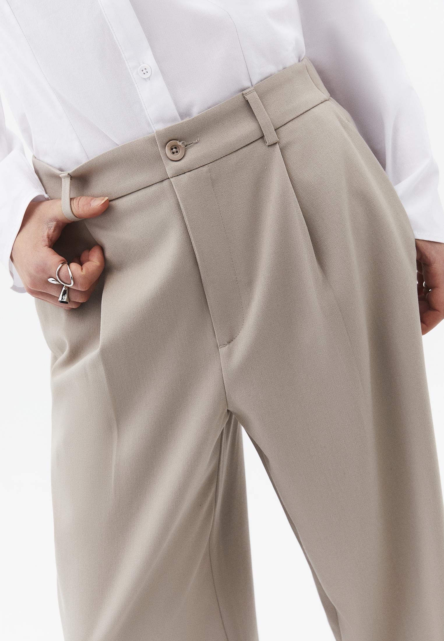 Balloon Form Pleated Standard Carrot Leg Pants - SIMPLY TAUPE