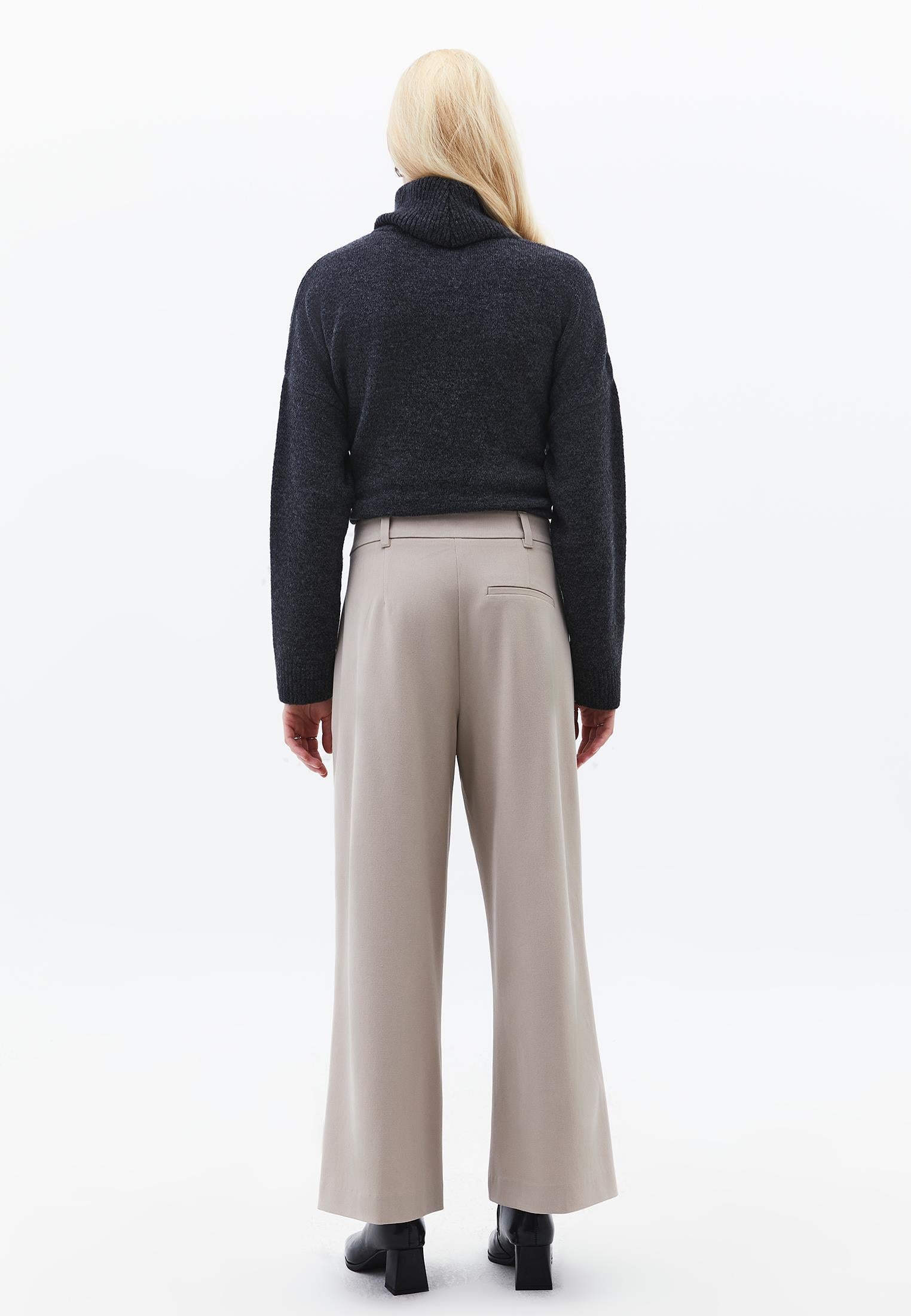 Wide Leg High Waist Pants - SIMPLY TAUPE
