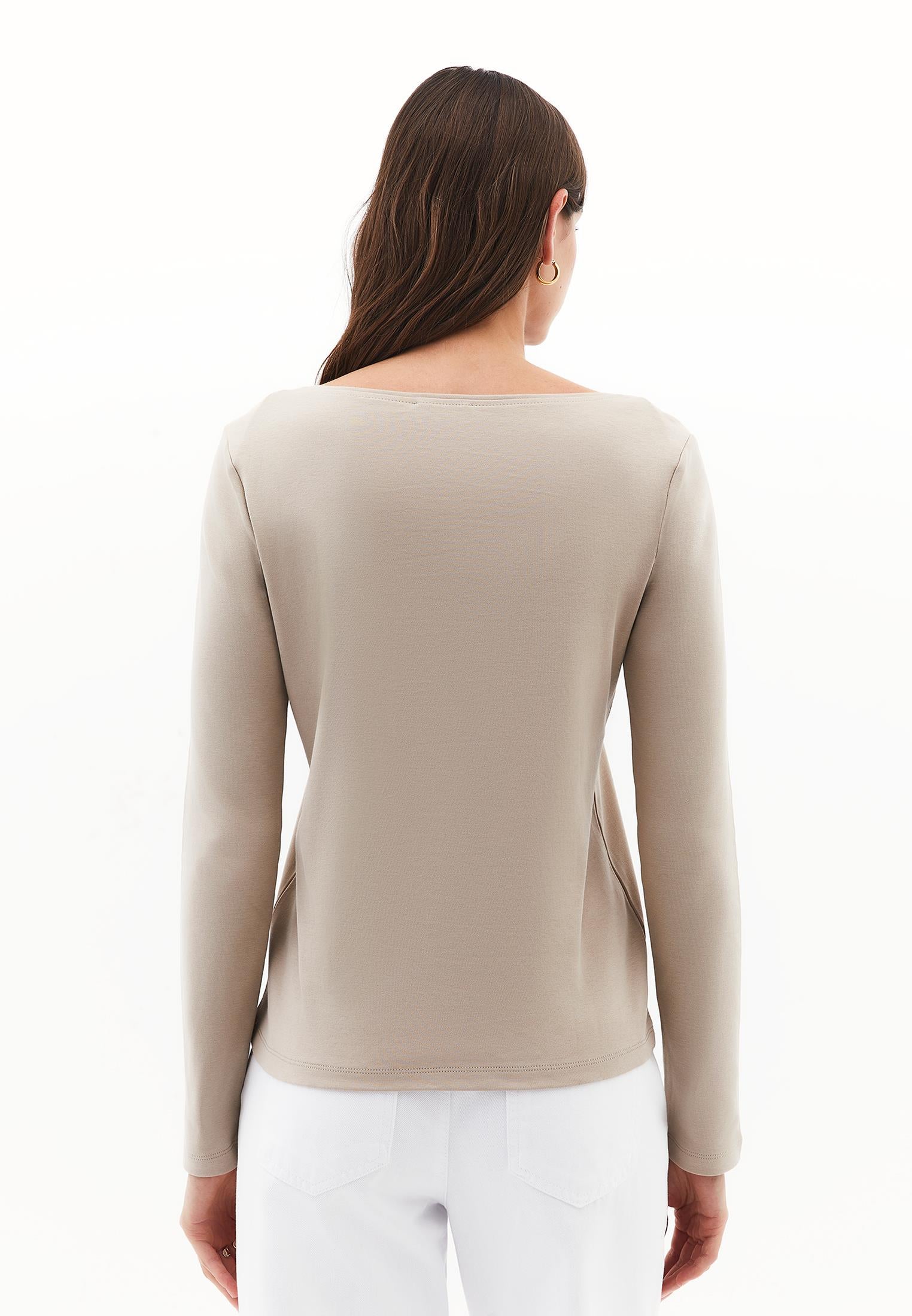 Boat Neck T-Shirt - SIMPLY TAUPE